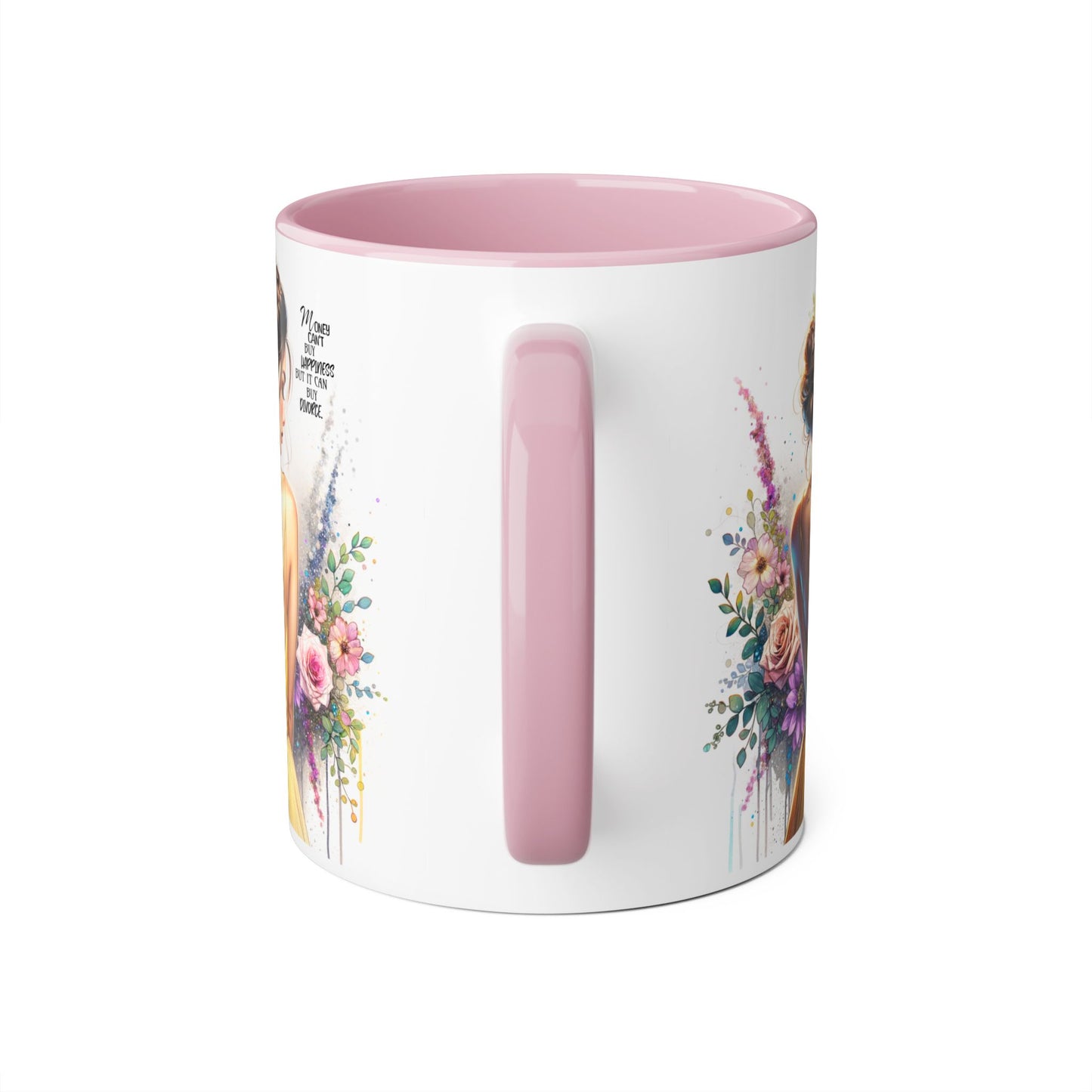 Money Can't Buy Happiness But It Can Buy Divorce Humoristic Elegant Floral Accent Mug, Gift for Her, Coffee Lover, Inspirational Coffee Cup, Birthday Gift Idea, Unique Home Decor