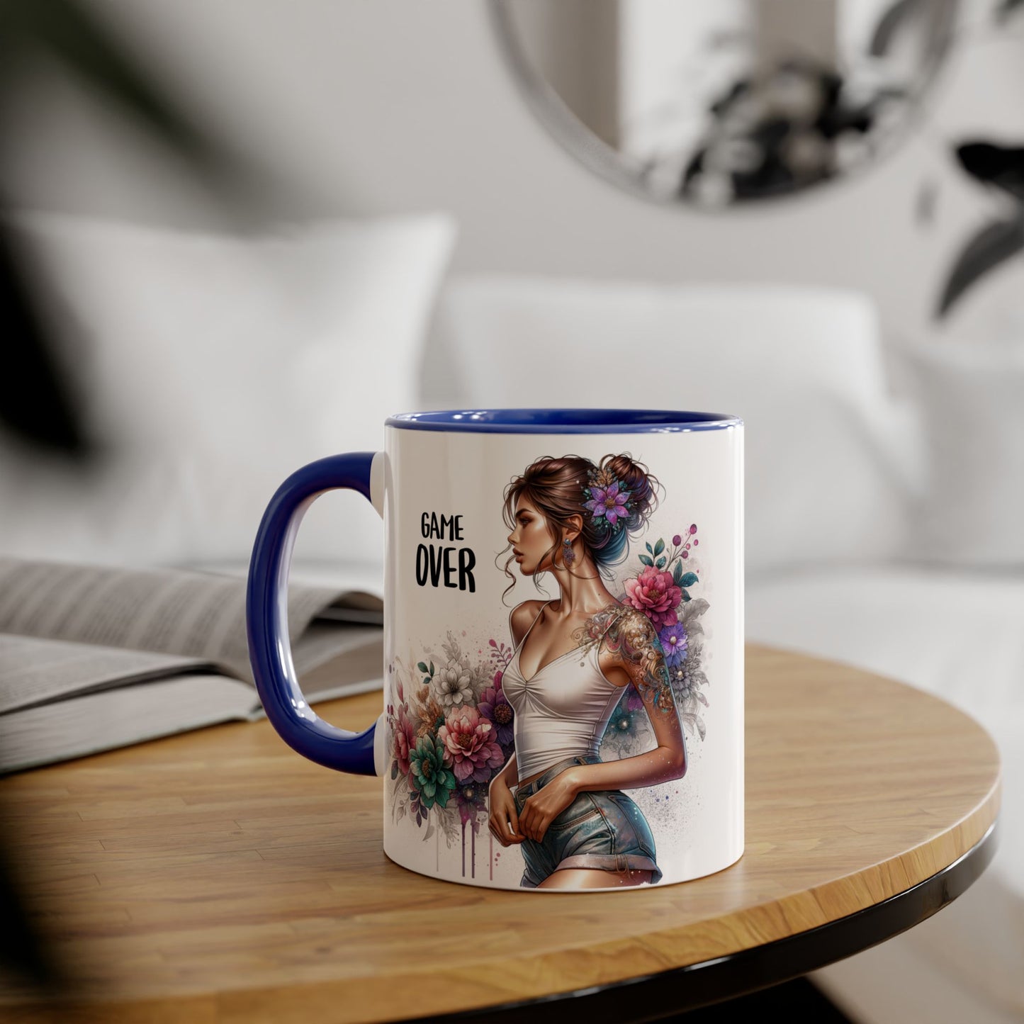 Floral Game Over Mug | Stylish Coffee Cup for Gamers | Unique Gift for Birthdays, Holidays, or Just Because, Tea Mug, Accent Mugs