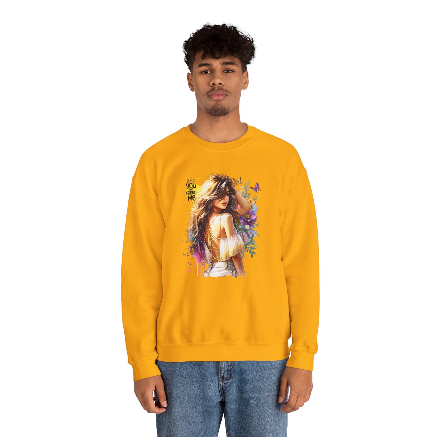 Lost You And Found Me Bohemian-Themed Crewneck Sweatshirt with Floral Design, Cozy Casual Wear, Gift for Her, Everyday Comfort, Family Gatherings, Spring Fashion