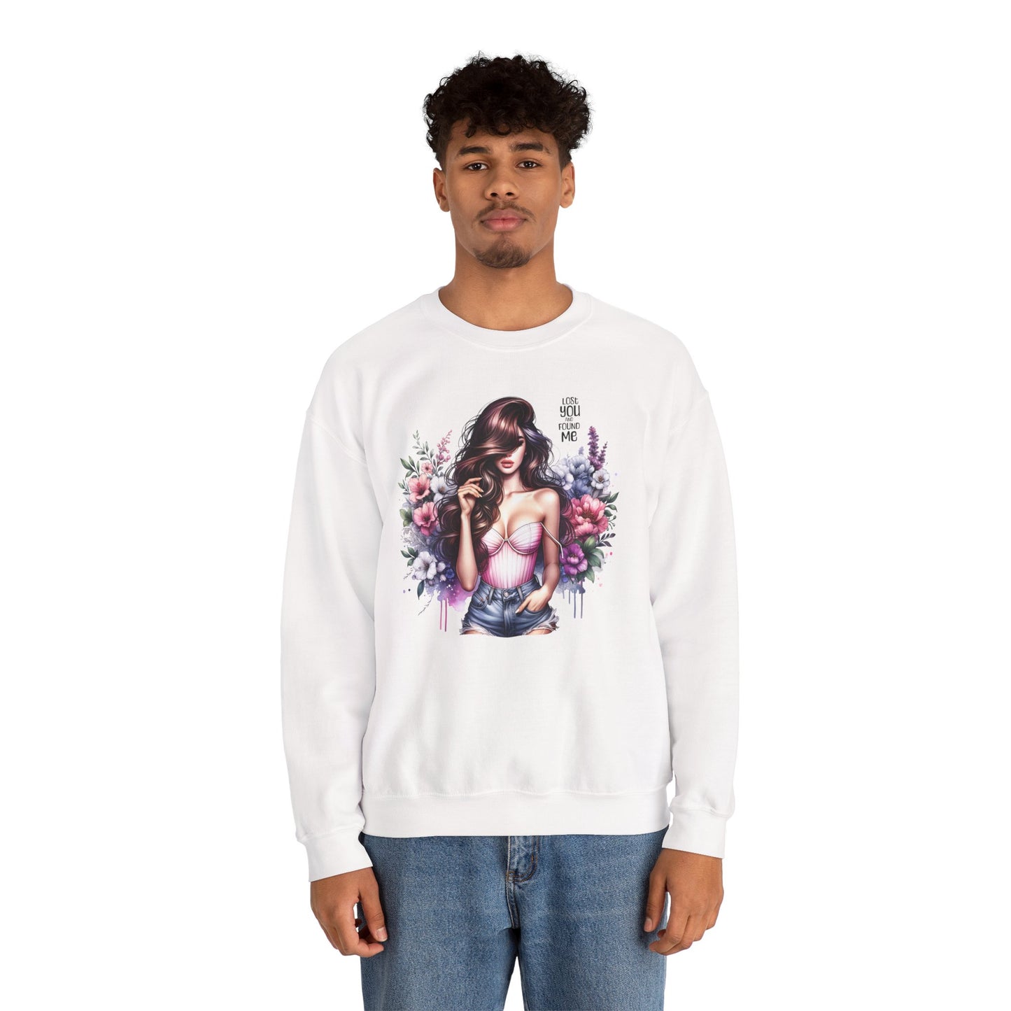 Lost You And Found Me Floral Graphic Crewneck Sweatshirt, Vibrant Sweatshirt, Cozy Casual Wear, Gift for Her, Floral Apparel, Spring Fashion
