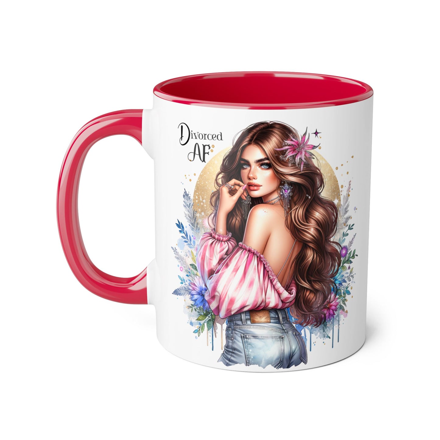 Empowered Diva Mug-Divorced AF, 11oz - Dreamy Floral Design, Perfect Gift for Divorced Friends, Birthday, Self-Care, Coffee Lovers