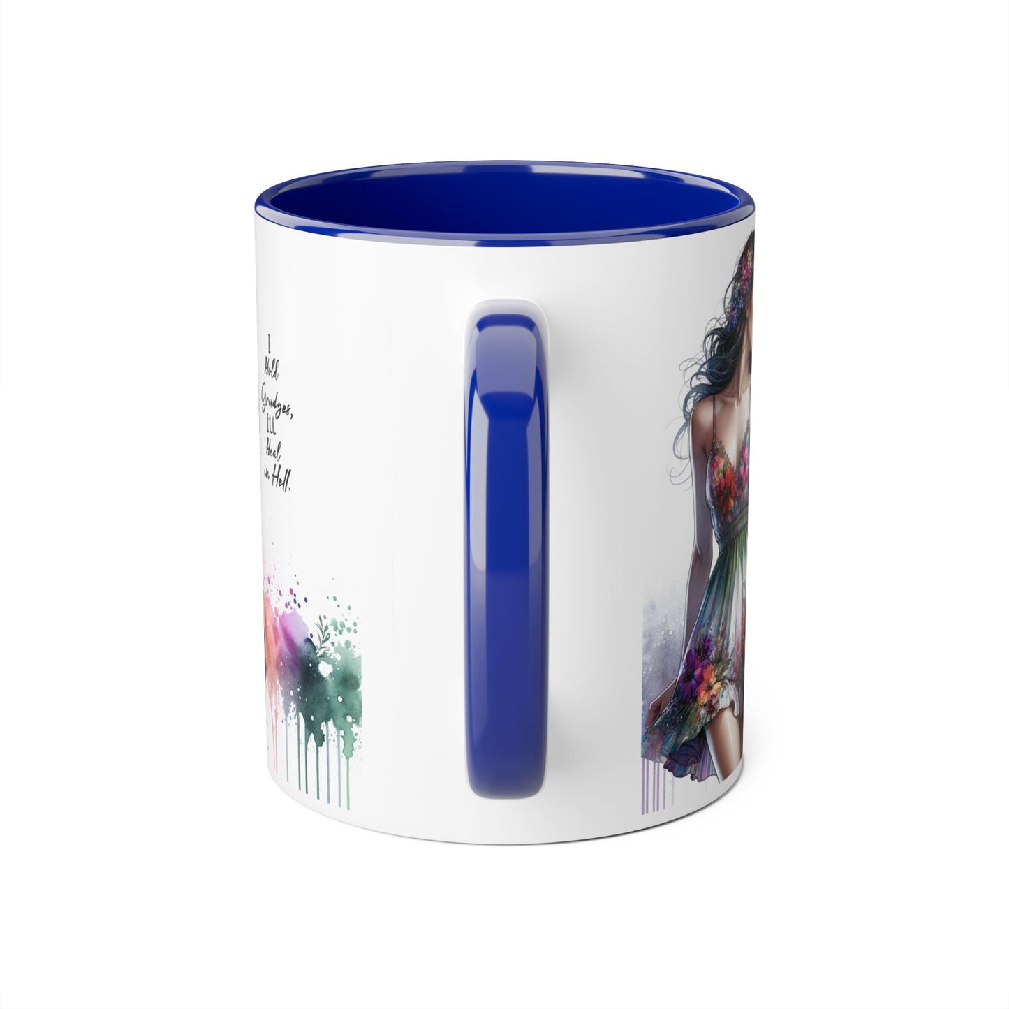 I Hold Grudges, I'll Heal in Hell Floral Art Accent Mug | Inspirational Gift for Her, Coffee Lover, Tea Time, Home Decor, Unique Birthday Present