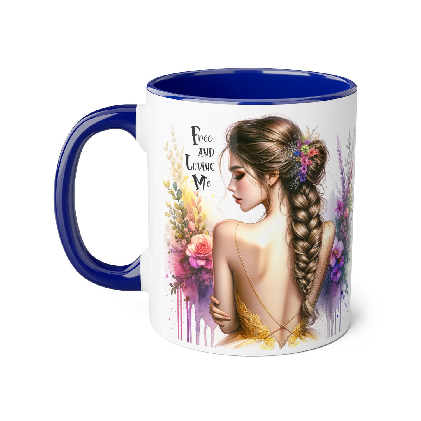 Bohemian Inspirational Mug, Free and Loving Me Coffee Cup, Unique Gift for Her, Floral Design, Tea Lover's Mug, Vintage Style Drinkware