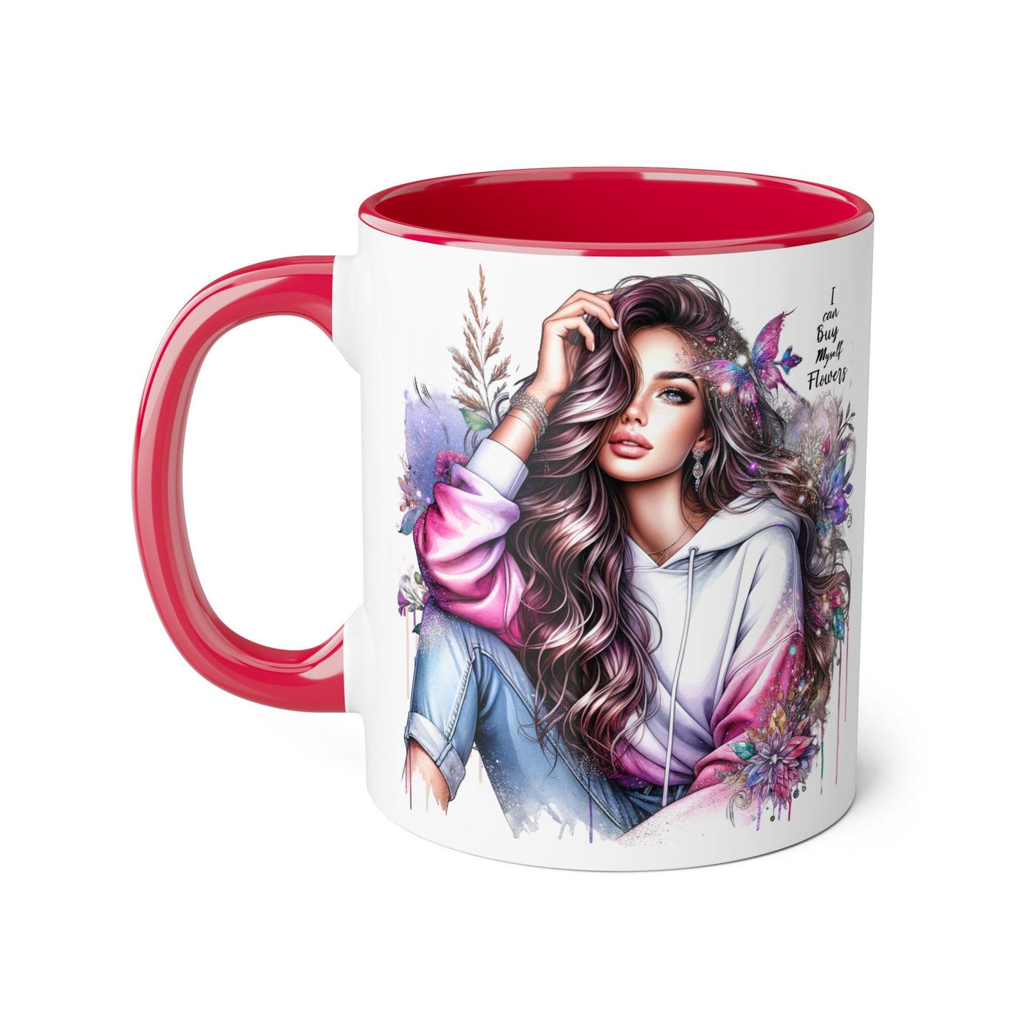 I Can Buy Myself Flowers Artistic Floral Accent Mug | I Keep My Hopes + Dreams, Coffee Cup for Gifts, Home Decor, Birthdays, Self-Care, Tea Lovers