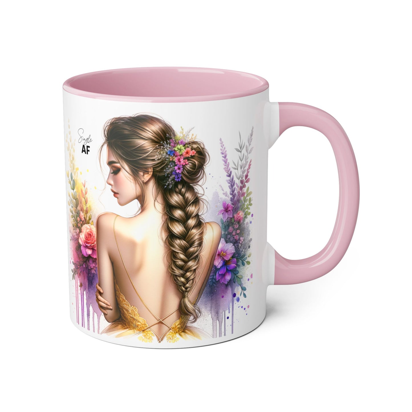 Floral Art Accent Mug, Coffee Cup for Home Decor, Gift for Her, Birthday Present, Inspirational Drinkware