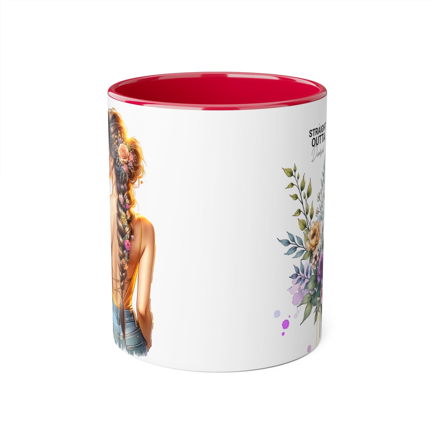 Straight Outta Divorced Humoristic Chic Floral Accent Mug with Elegant Design, Coffee Lover Gift, Home Decor, Mother's Day Present, Artistic Drinkware