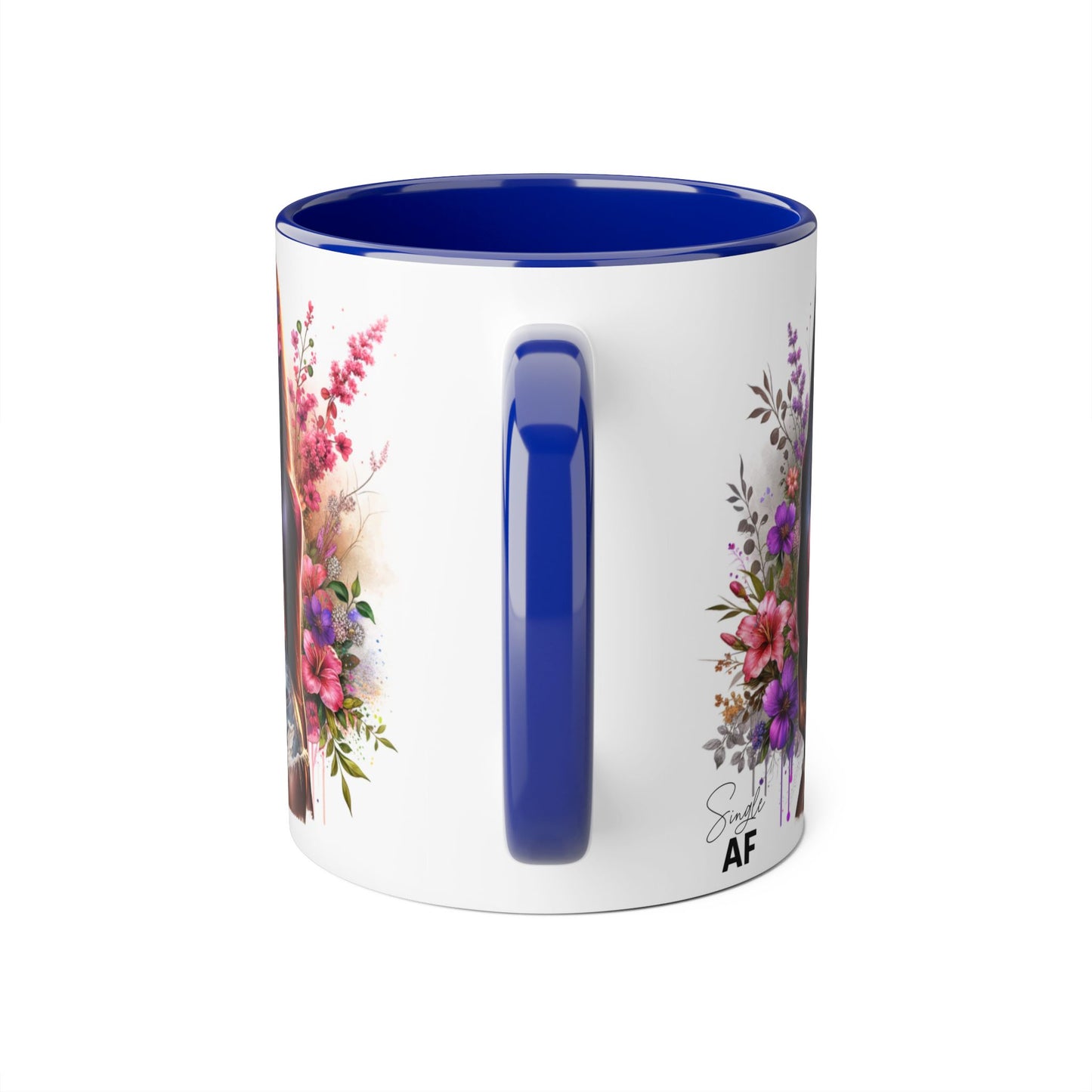 Single AF Floral Portrait Accent Mug, Unique Gift for Coffee Lovers, Home Decor, Self-Care, Birthday, Floral Art Mug, Artistic Coffee Cup