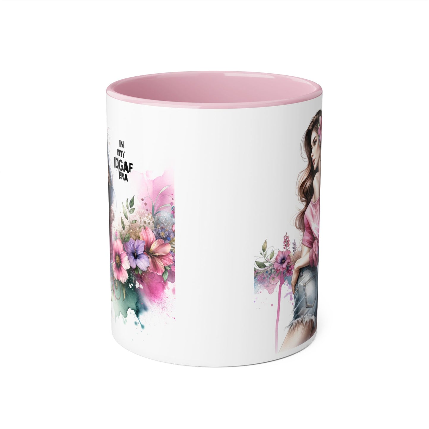Chic Floral Accent Mug, In My IDGAF Era Coffee Cup, Gift for Her, Stylish Tea Mug, Fun Drinkware for Home & Office
