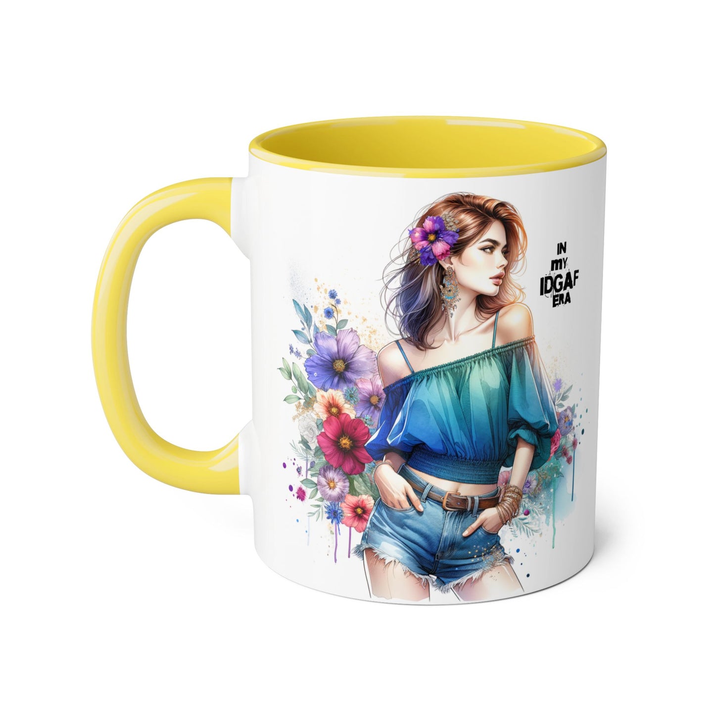 IDGAF Floral Accent Mug - Stylish Coffee Mug for Sassy Souls, Gift for Friends, Unique Home Decor, Perfect for Birthdays, Fun Collectible