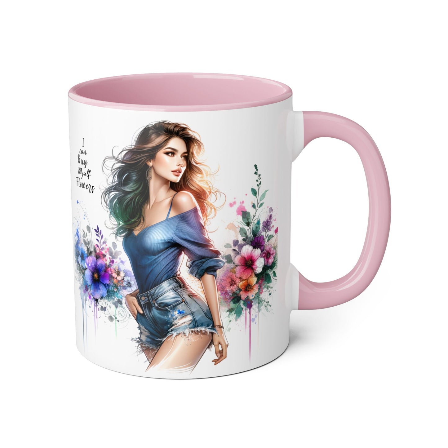 I Can Buy Myself Flowers Floral Twist Coffee Mug, Art Mug, Gift for Her, Creative Home Decor, Birthday Mug, Inspirational Drinkware, Busy with Flowers
