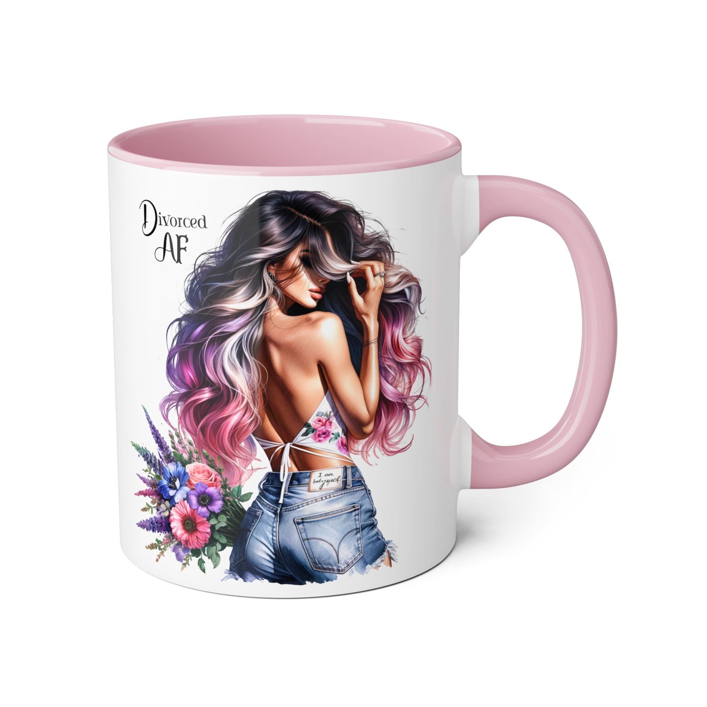 Dreamy Diva Accent Mug, Coffee Cup, Divorced AF Floral Design, Gift for Her, Unique Women’s Mug, Birthday Present, Relaxing Tea Cup