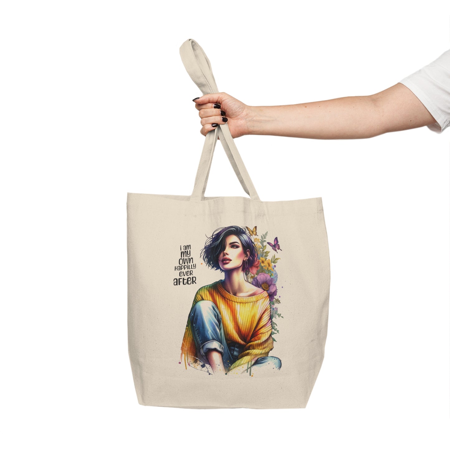 I Am My Own Happily Ever After Stylish Inspirational Canvas Tote Bag for Everyday Use, Eco-Friendly Shopper, Gift for Her, Motivational Shopper's Tote