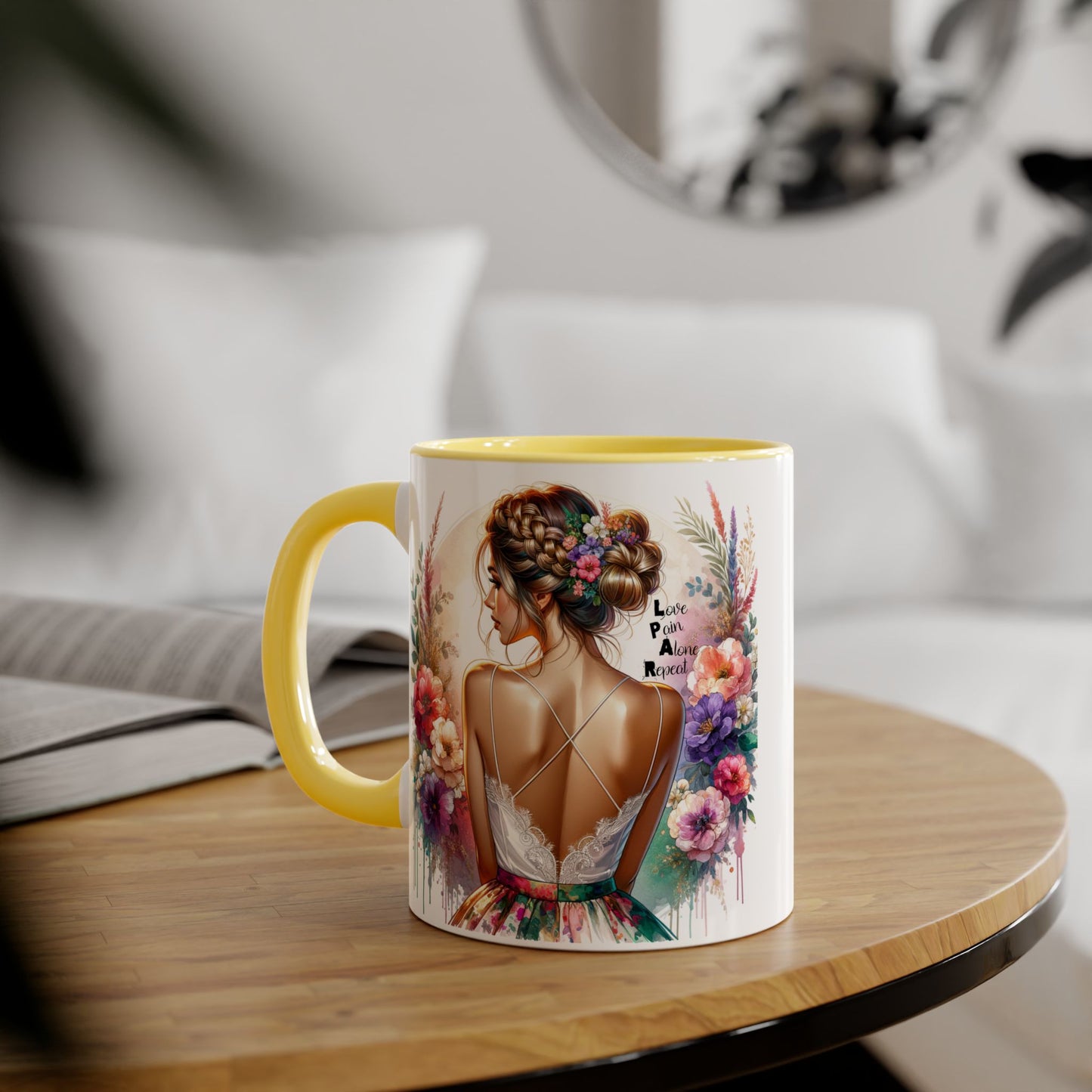 Floral Latte Mug, Inspirational Coffee Cup, Boho Style Mug, Gift for Her, Art Print Mug, Relaxing Beverage Mug