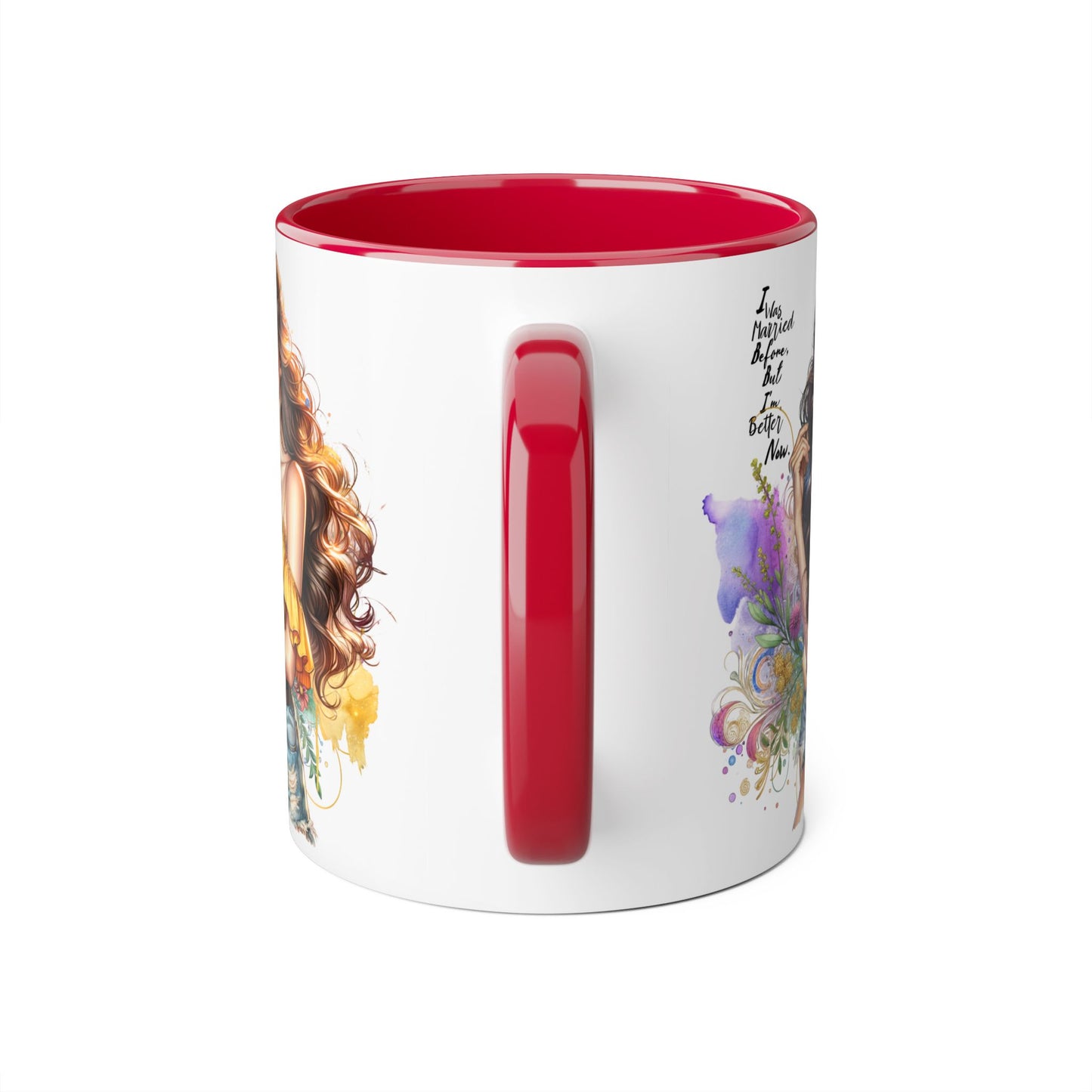 I Was Married Before But I'm Better Now Boho Chic Accent Mugs, Inspirational Coffee Cup, Gift for Her, Unique Art Mug, Home Decor, Vibrant Floral Design