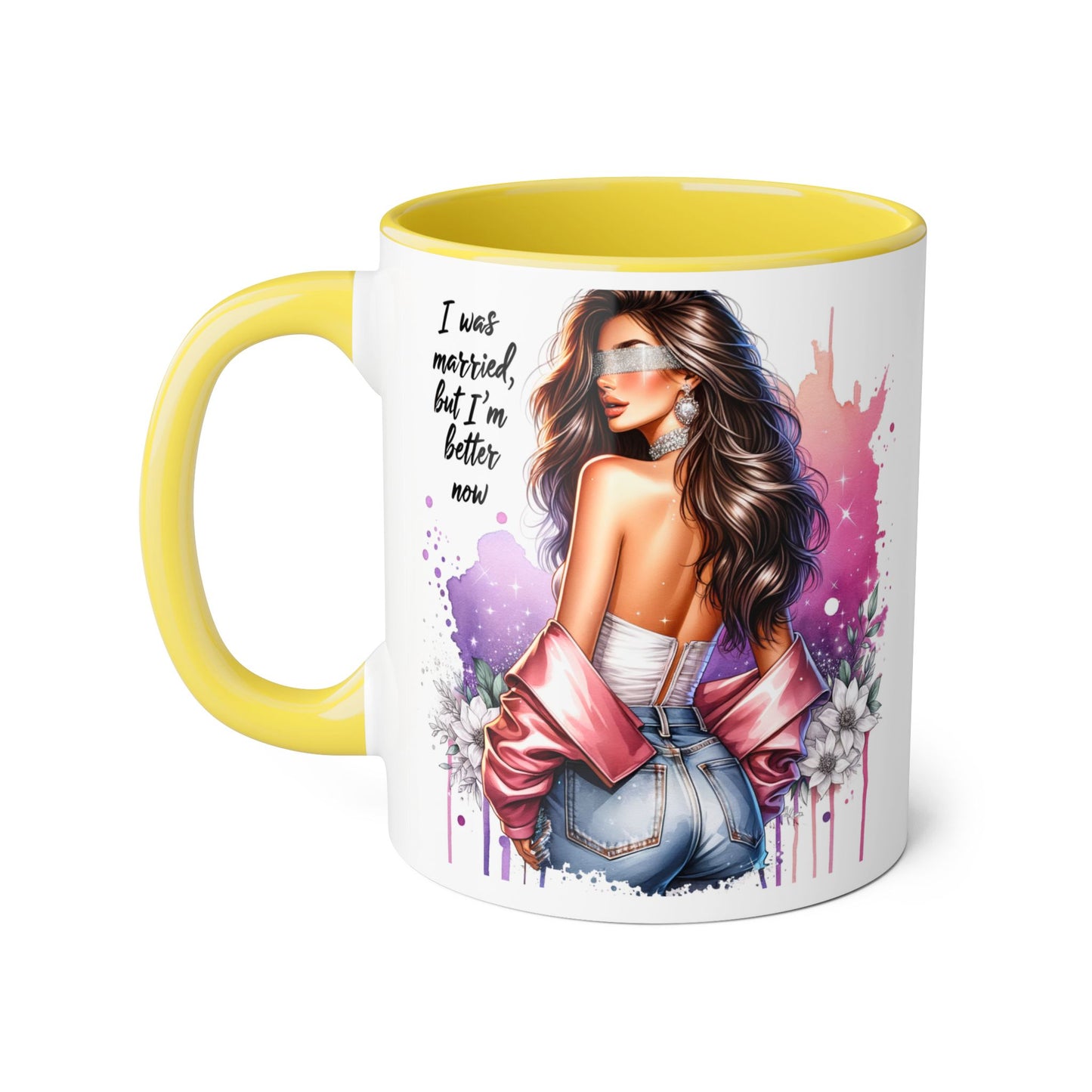 I Was Married Before But I'm Better Now Humoristic Empowered Woman Accent Mug - Inspirational Coffee Cup, Gift for Her, Motivational Mug, Self-Love Reminder, Unique Office Decor