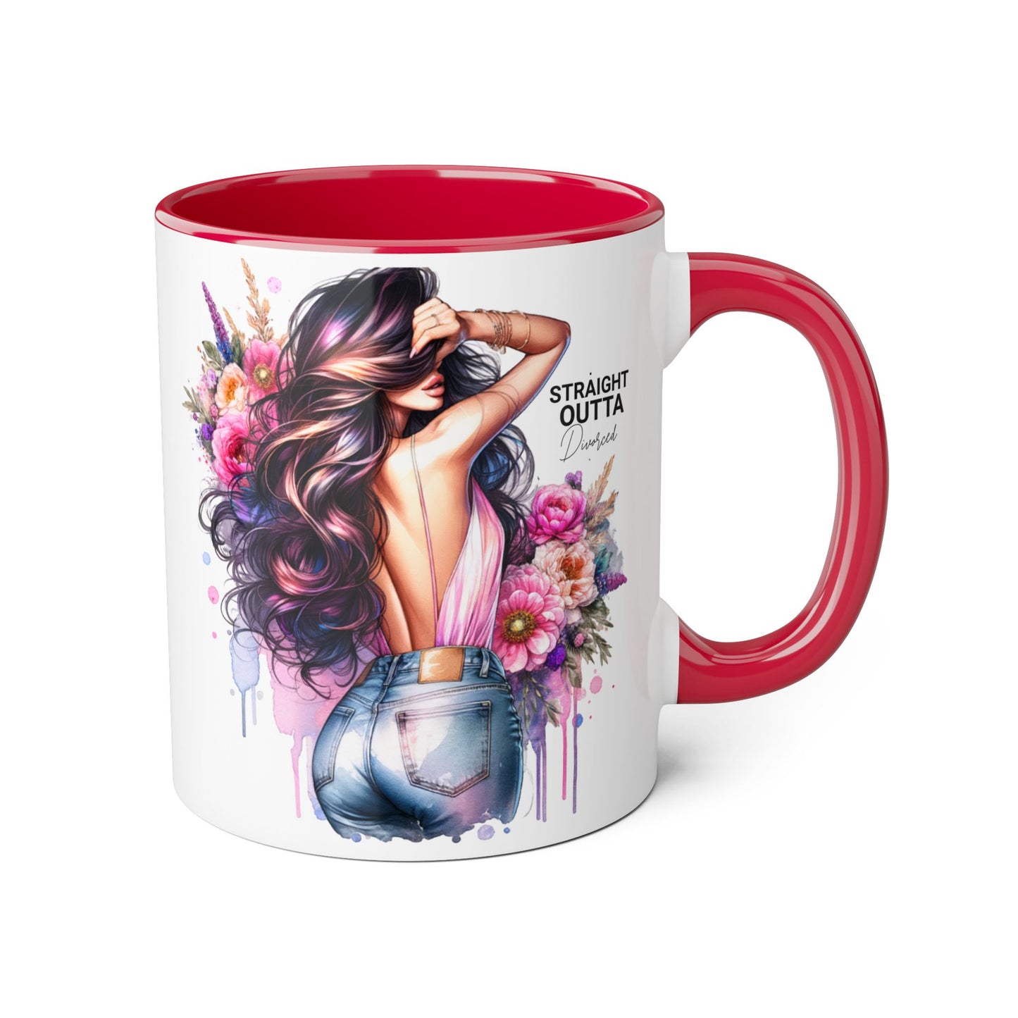 Straight Outta Divorced Humoristic Floral Art Accent Mug - Perfect for Coffee Lovers, Gift for Her, Home Decor, Inspirational, Mother's Day