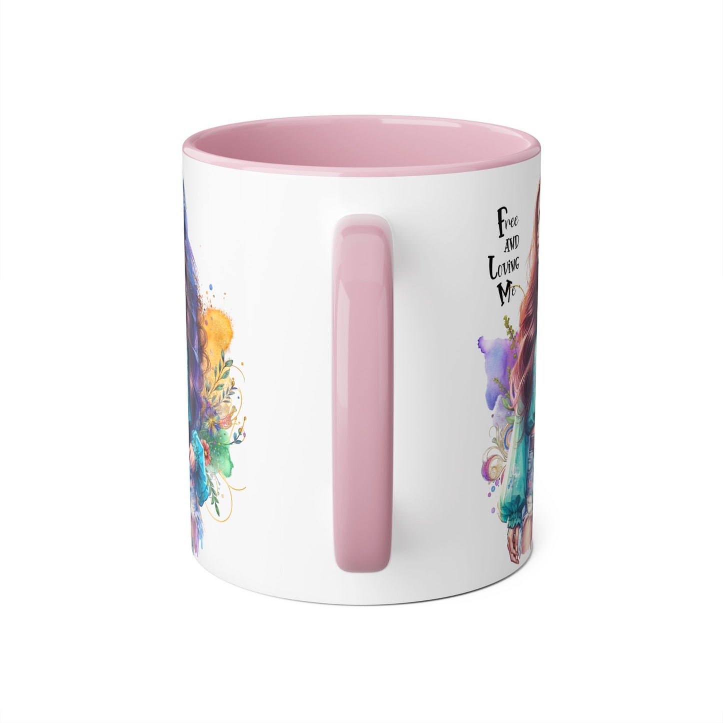 Free and Loving Me Bohemian Accent Mug with Inspirational Quote, Free and Love Me, Unique Gift for Coffee Lovers, Artistic Mugs for Women, Colorful Drinkware