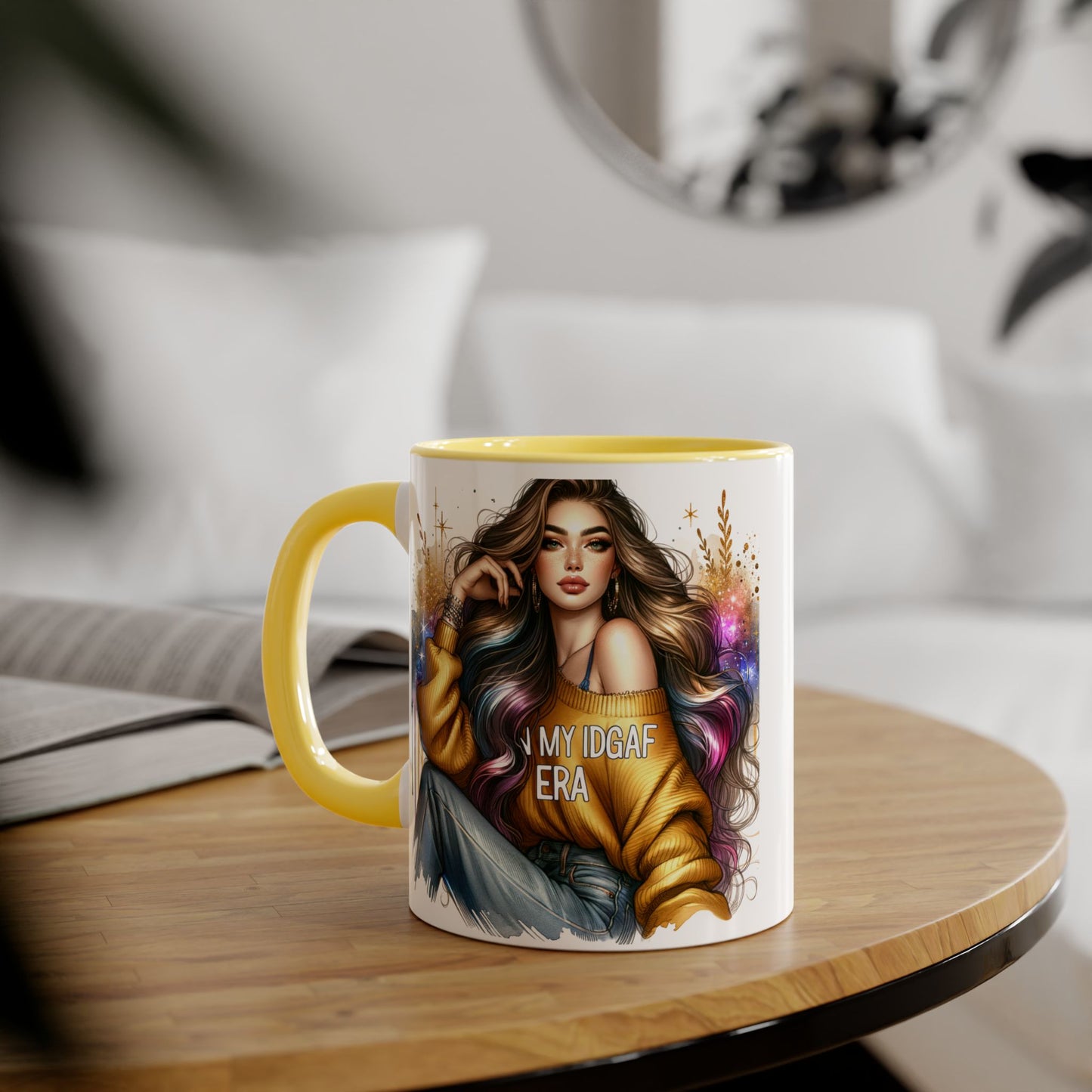 Chic IDGAF Accent Mug, Cool Coffee Cup, Trendy Drinkware, Stylish Gift, Artful Mug for Her