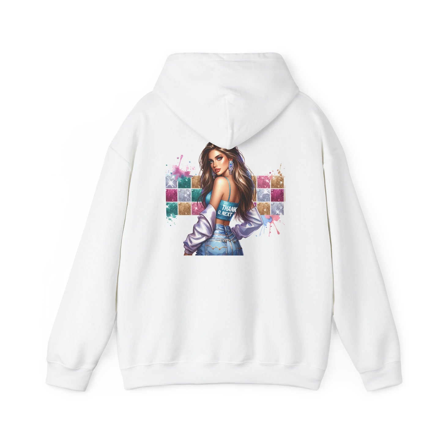 Thank U, Next Chic Art Print Hoodie | Stylish Unisex Sweatshirt for Cozy Days, Gift for Fashion Lovers, Unique Artwork, Casual Wear, Streetwear Essentials