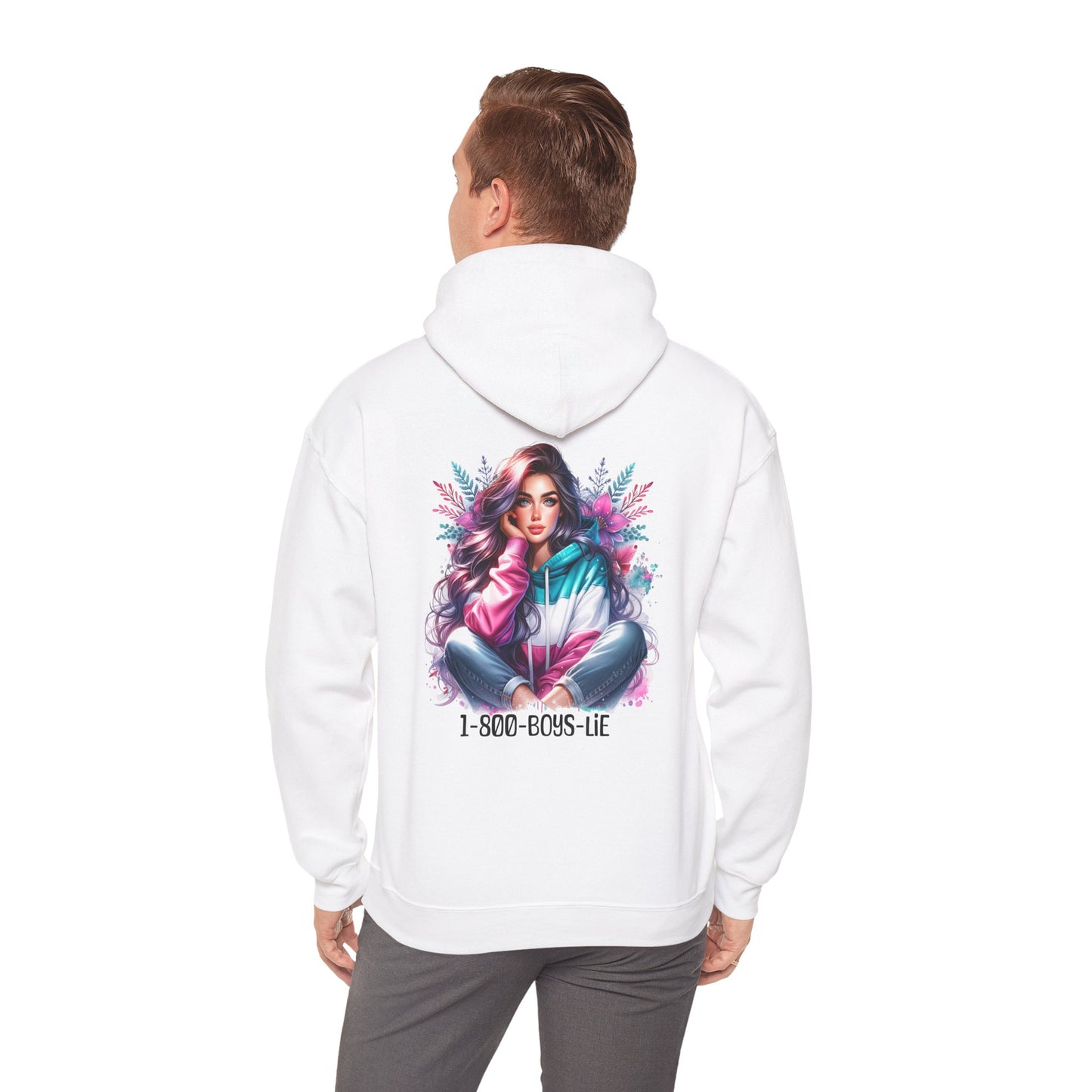 1-800-Boys-Lie Colorful Graphic Hoodie for Women, Cozy Unisex Sweatshirt, Trendy Streetwear, Perfect Gift for Any Occasion