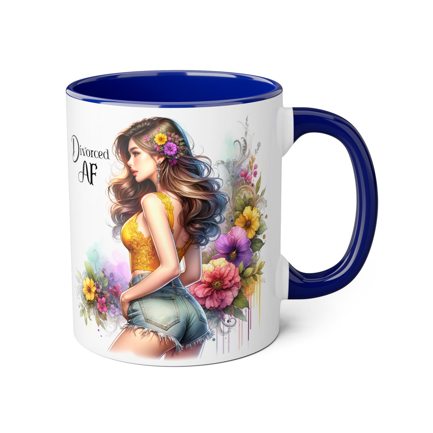 Divorced AF Floral Accent Mug, Humor Coffee Cup, Gift for Divorce Celebration, Self-Love Mug, Unique Present for Her