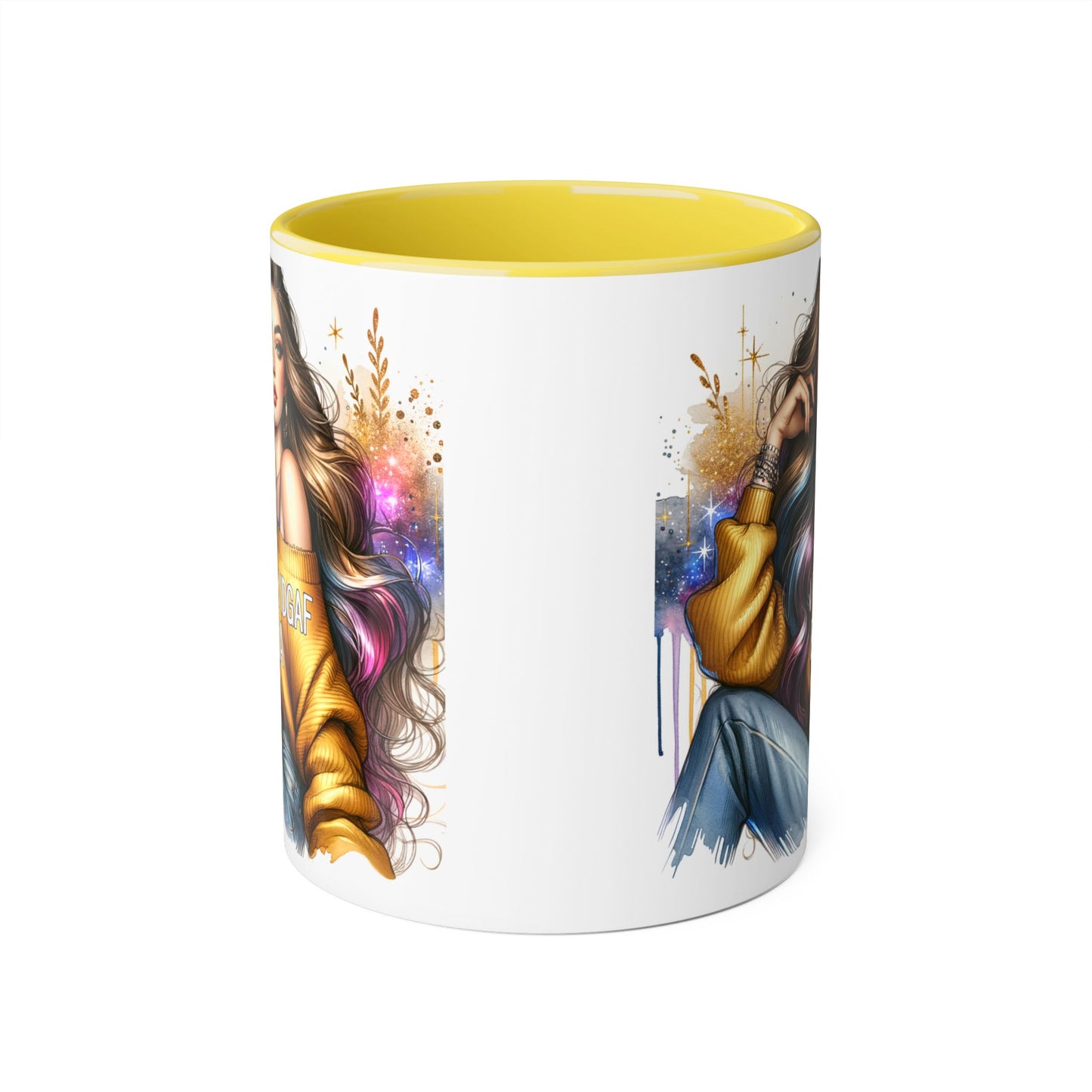 Chic IDGAF Accent Mug, Cool Coffee Cup, Trendy Drinkware, Stylish Gift, Artful Mug for Her