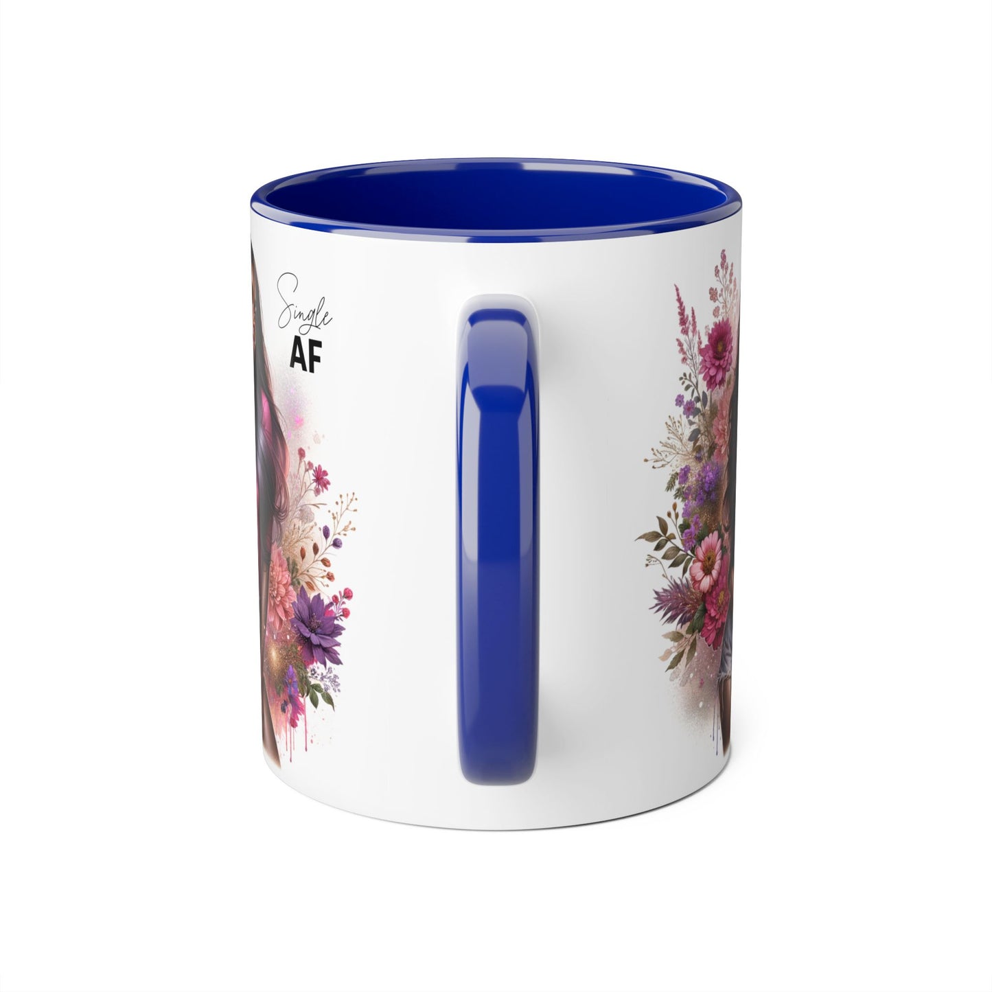 Colorful Floral Single AF Accent Mug, Aesthetic Coffee Cup for Coffee Lovers, Unique Gift for Birthdays, Special Occasions, Art Enthusiasts