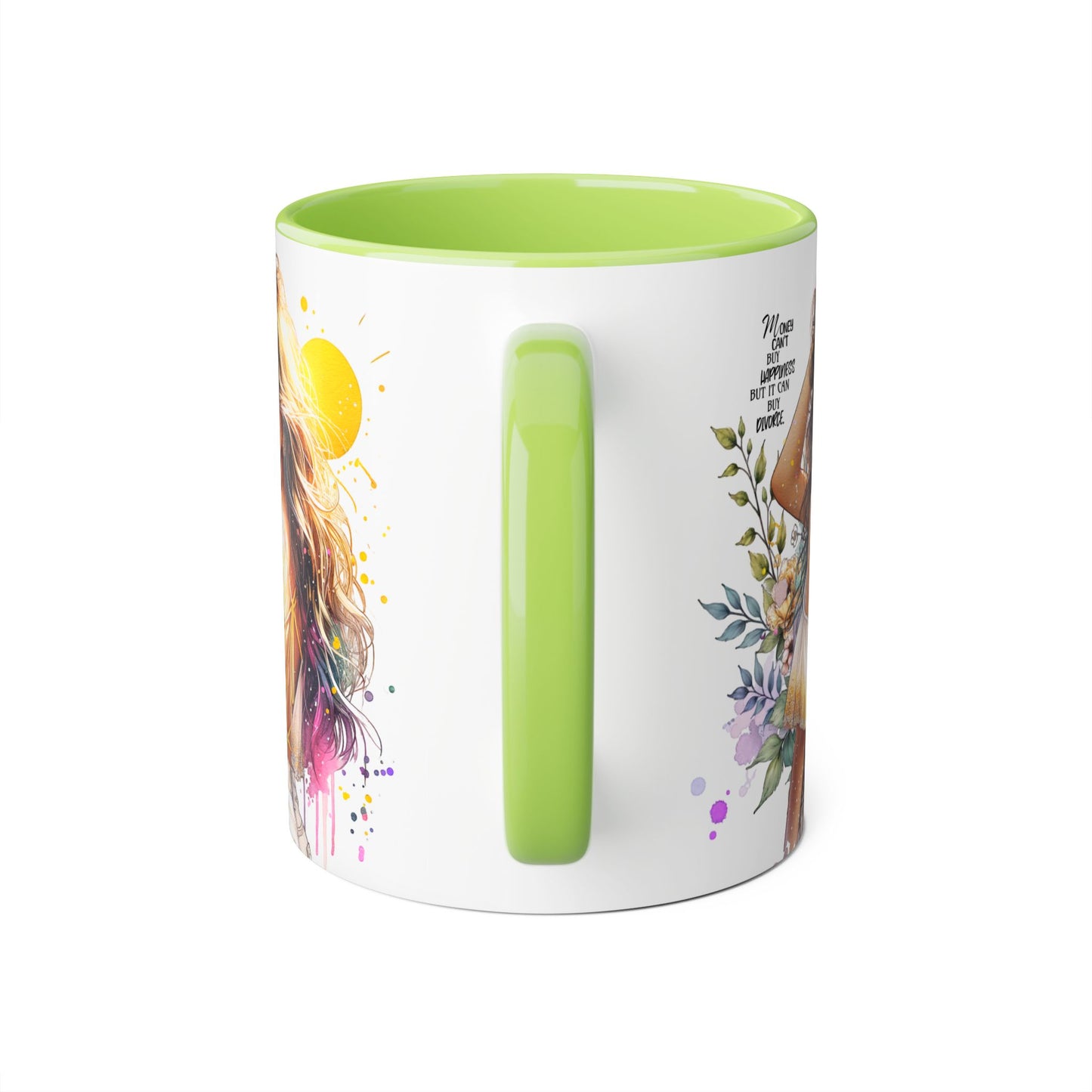Money Can't Buy Happiness But It Can Buy Divorce Humoristic Artistic Accent Mugs, Ideal Gift for Mother's Day, Flower Lover, Cheerful Home Decor, Inspirational Drinkware, Unique Coffee Collection