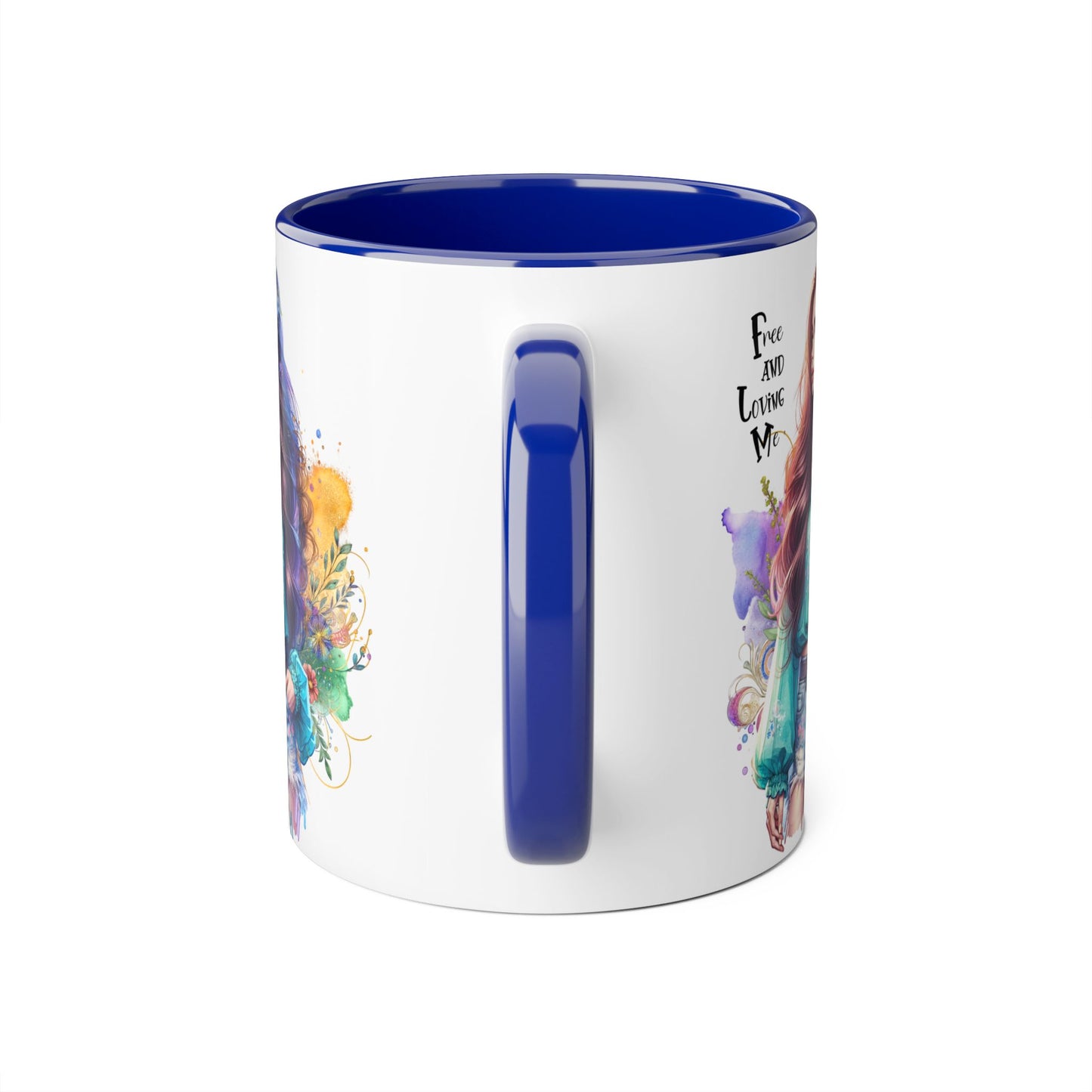 Free and Loving Me Bohemian Accent Mug with Inspirational Quote, Free and Love Me, Unique Gift for Coffee Lovers, Artistic Mugs for Women, Colorful Drinkware