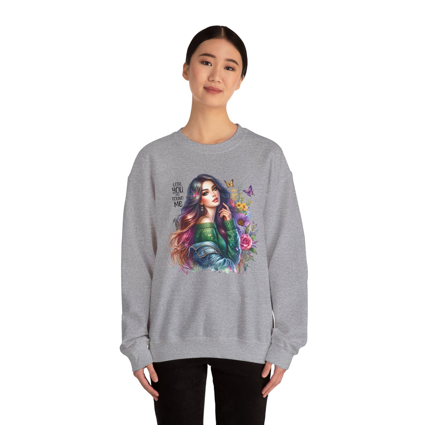 Lost You And Found Me Bohemian Floral Crewneck Sweatshirt, Cozy Graphic Sweatshirt, Gift for Her, Unique Art Pullover, Spring Fashion Crew