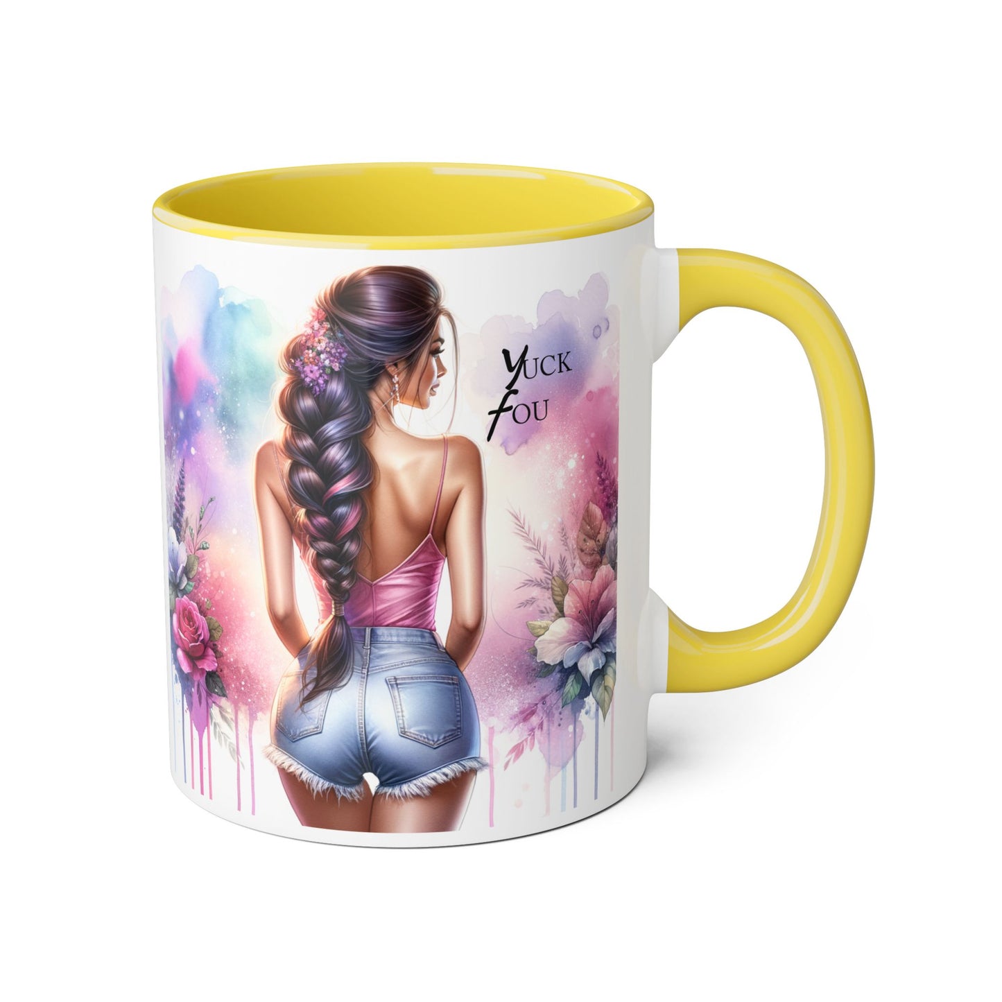 Colorful Floral Accent Mug | Yuck Fou Coffee Cup | Unique Gift for Her, Inspirational Drinkware, Fun Tea Mug, Motivational Gift