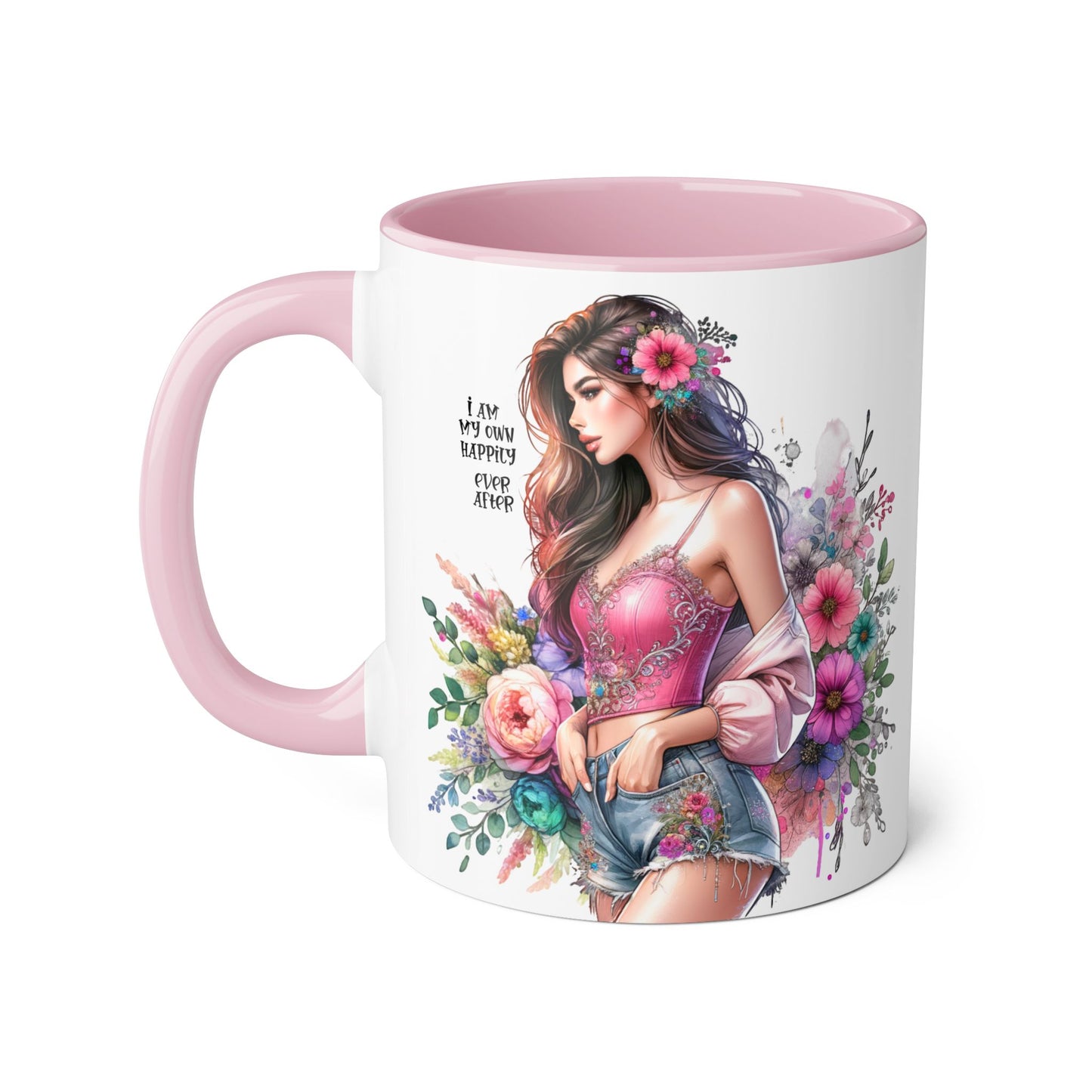 I Am My Own Happily Ever After Empowered Floral Accent Mug - 11oz with Inspirational Quote