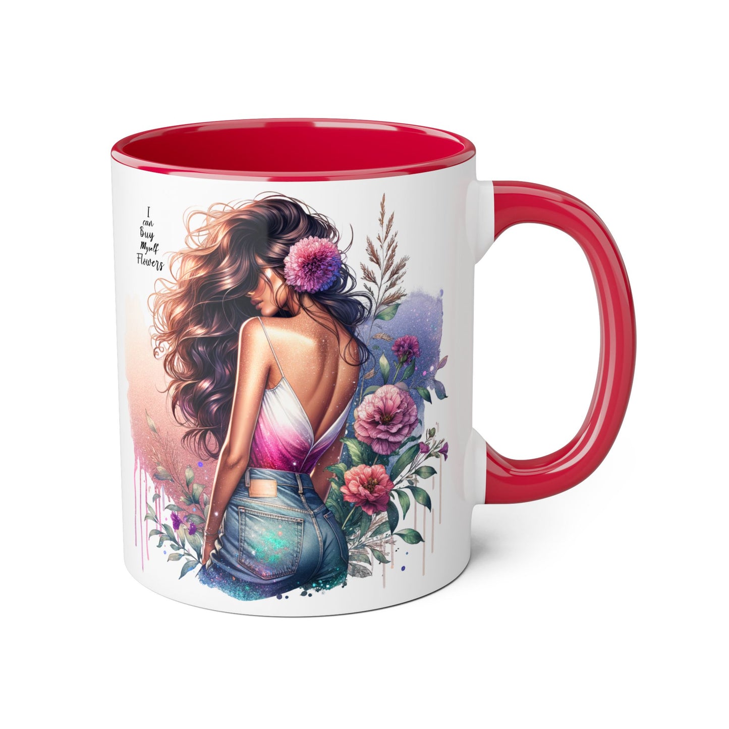I Can Buy Myself Flowers Bohemian Accent Mugs, Tea Lover Gift, Coffee Mug, Floral Art Mug, Inspirational Drinkware, Home Decor