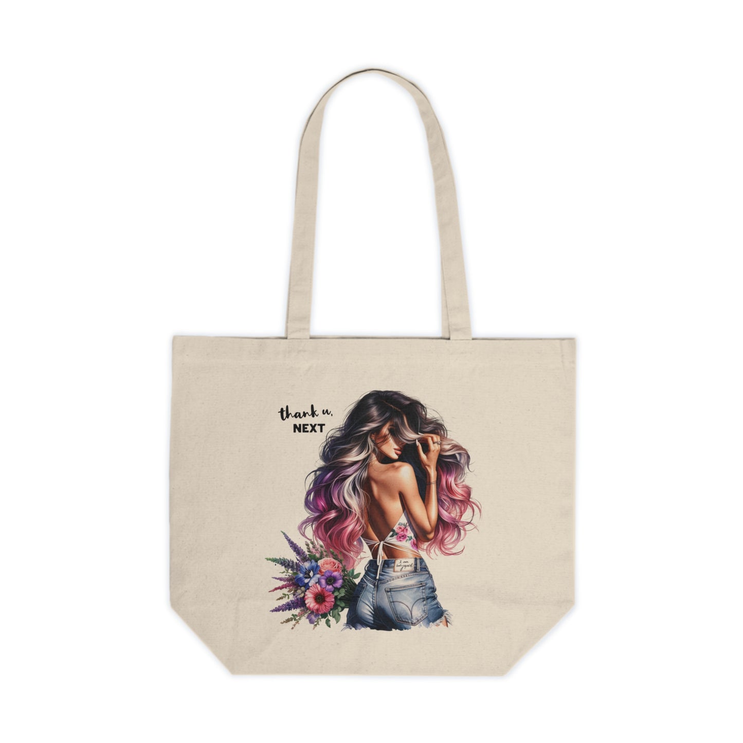 Thank U, Next Floral Art Tote Bag | Thank U Next Shopping Bag, Eco-Friendly Grocery Tote, Gift for Her, Everyday Carryall, Trendy Reusable Shopper