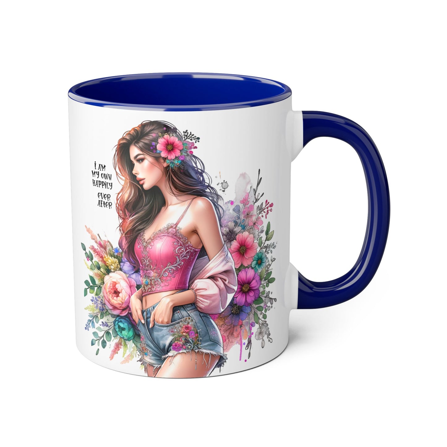 I Am My Own Happily Ever After Empowered Floral Accent Mug - 11oz with Inspirational Quote
