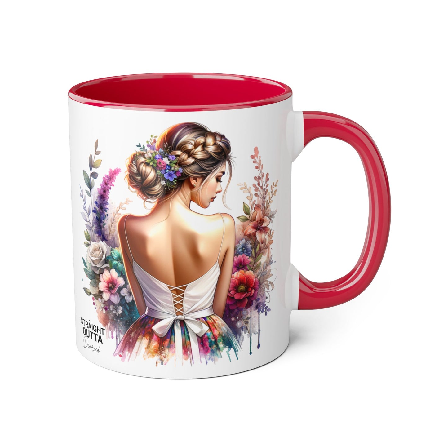 Straight Outta Divorced Humoristic Floral Art Mug, Personalized Gift Mug, Wedding Gift, Coffee Mug, Inspirational Mug, Colorful Accent Mug