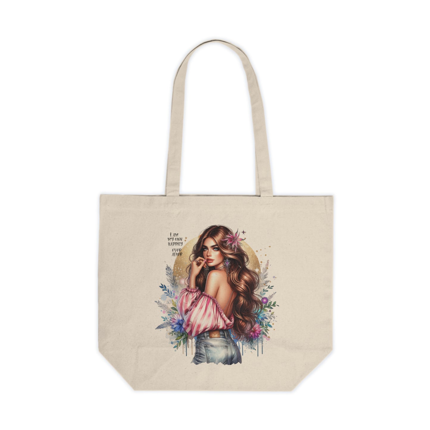 I Am My Own Happily Ever After Gorgeous Floral Tote Bag with Inspirational Quote, Perfect for Shopping, Beach Days, Mother’s Day Gift, Eco-Friendly Tote
