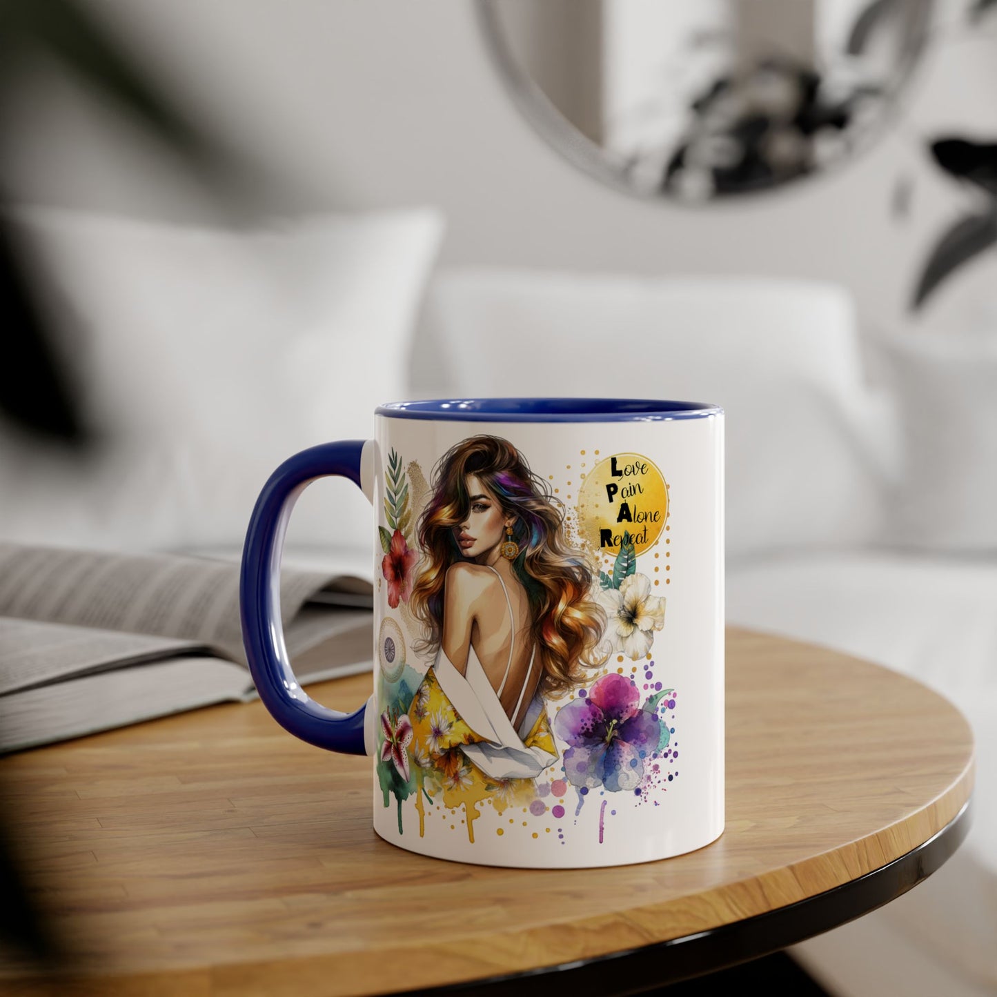 Vibrant Floral Accent Mug, Inspirational Coffee Cup, Gift for Her, Boho Art Mug, Unique Tea Mug, Home Decor