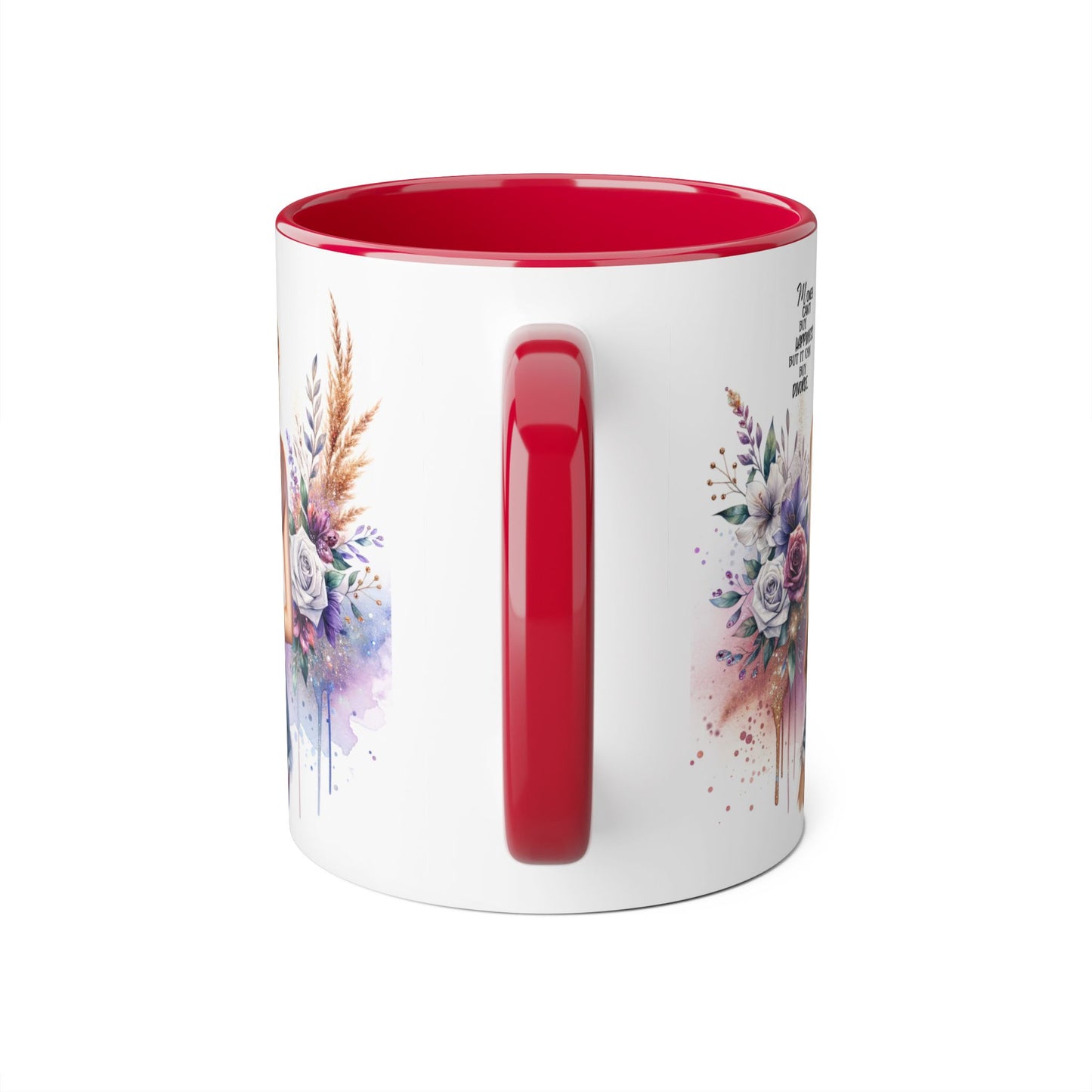 Money Can't Buy Happiness But It Can Buy Divorce Humoristic Floral Art Accent Mug, Inspirational Gift for Her, Coffee Cup with Quotes, Unique Ceramic Drinkware, Mother's Day Present
