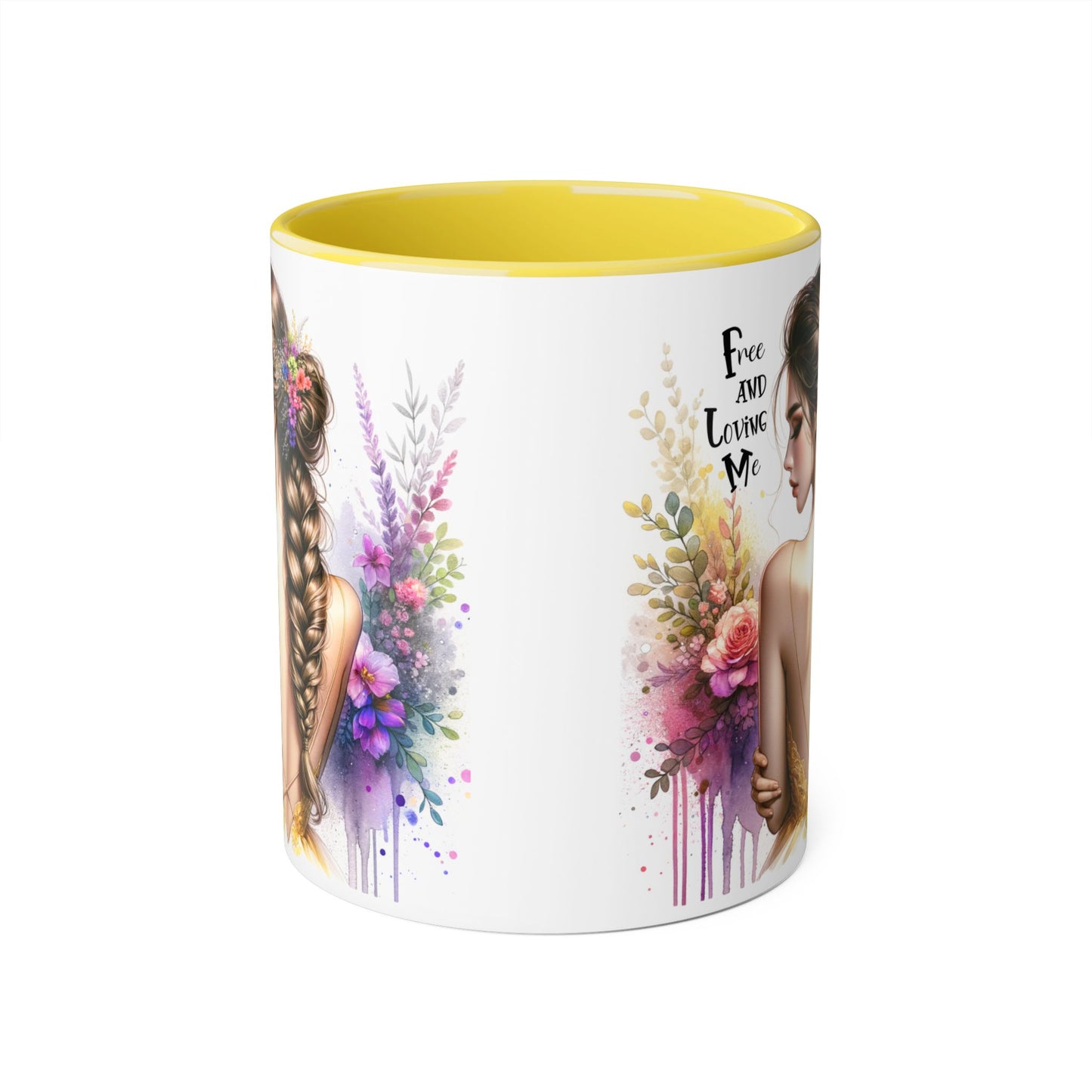 Bohemian Inspirational Mug, Free and Loving Me Coffee Cup, Unique Gift for Her, Floral Design, Tea Lover's Mug, Vintage Style Drinkware