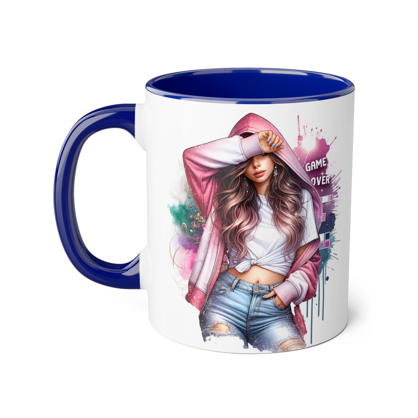 Chic Game Over Accent Mug - Stylish Coffee Cup for Gamers, Perfect Gift for Birthdays, Holidays, and Everyday Use