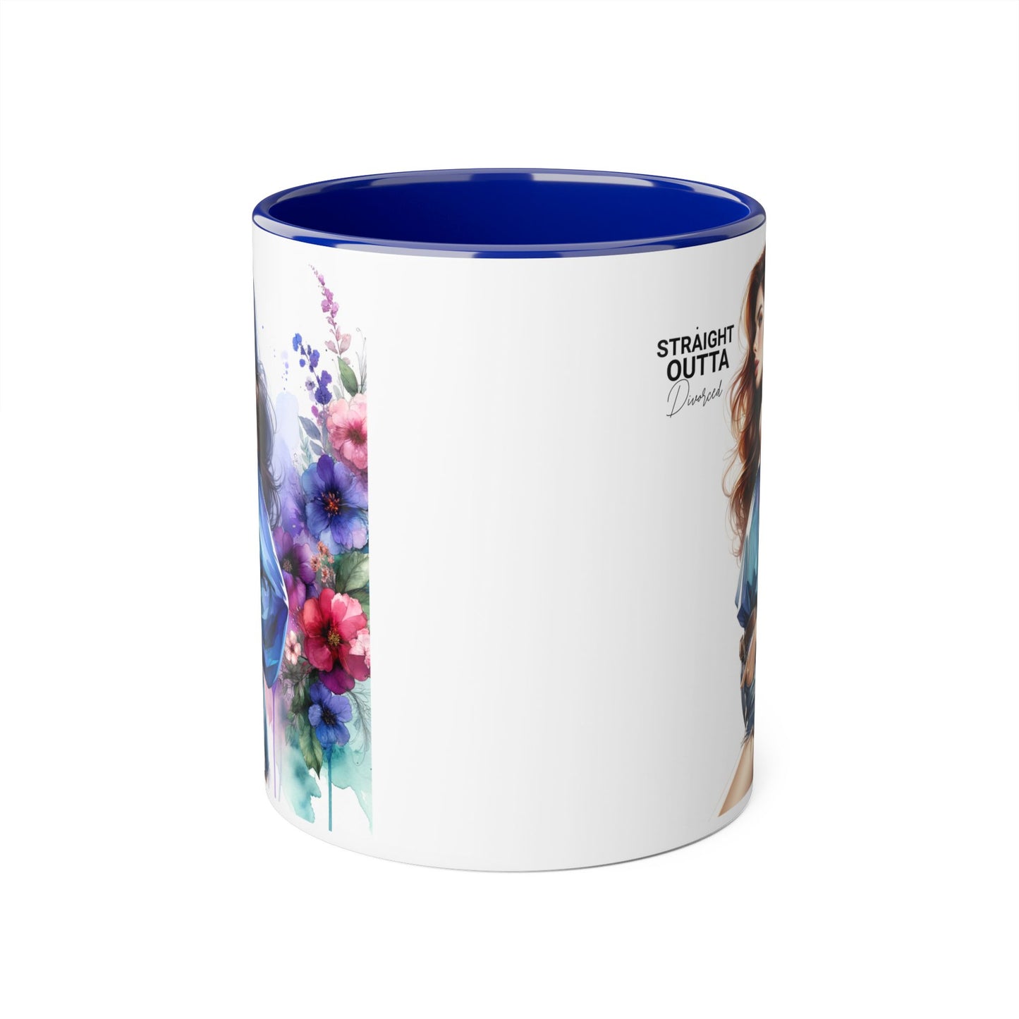 Straight Outta Divorced Humoristic Artistic Accent Mug, Personalized Gift for Coffee Lovers, Floral Design Mug, Straight Outta Mug, Creative Kitchenware, Unique Home Decor