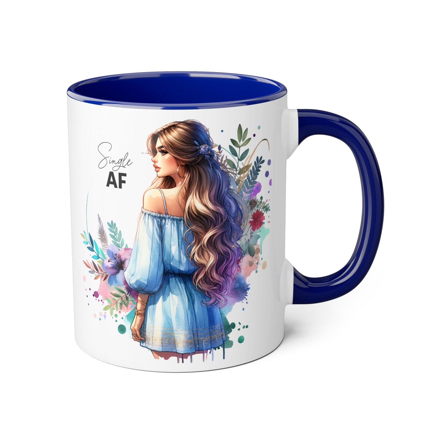 Single AF Boho Art Accent Mug, Unique Coffee Mug, Gift for Her, Floral Mug, Inspirational Mug, Perfect for Birthdays, Encouragement