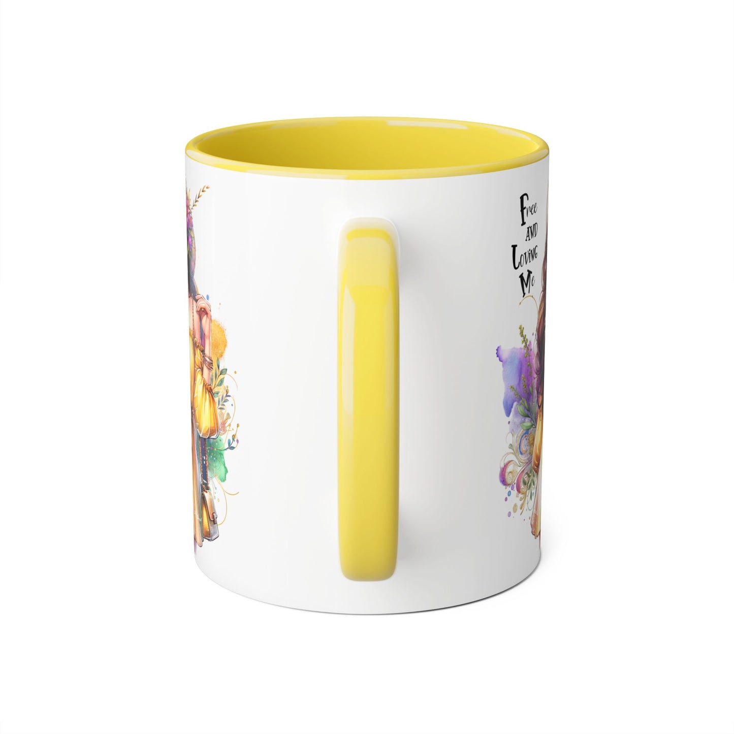 Free and Loving Me Vibrant Accent Mug, Colorful Coffee Cup for Self-Care