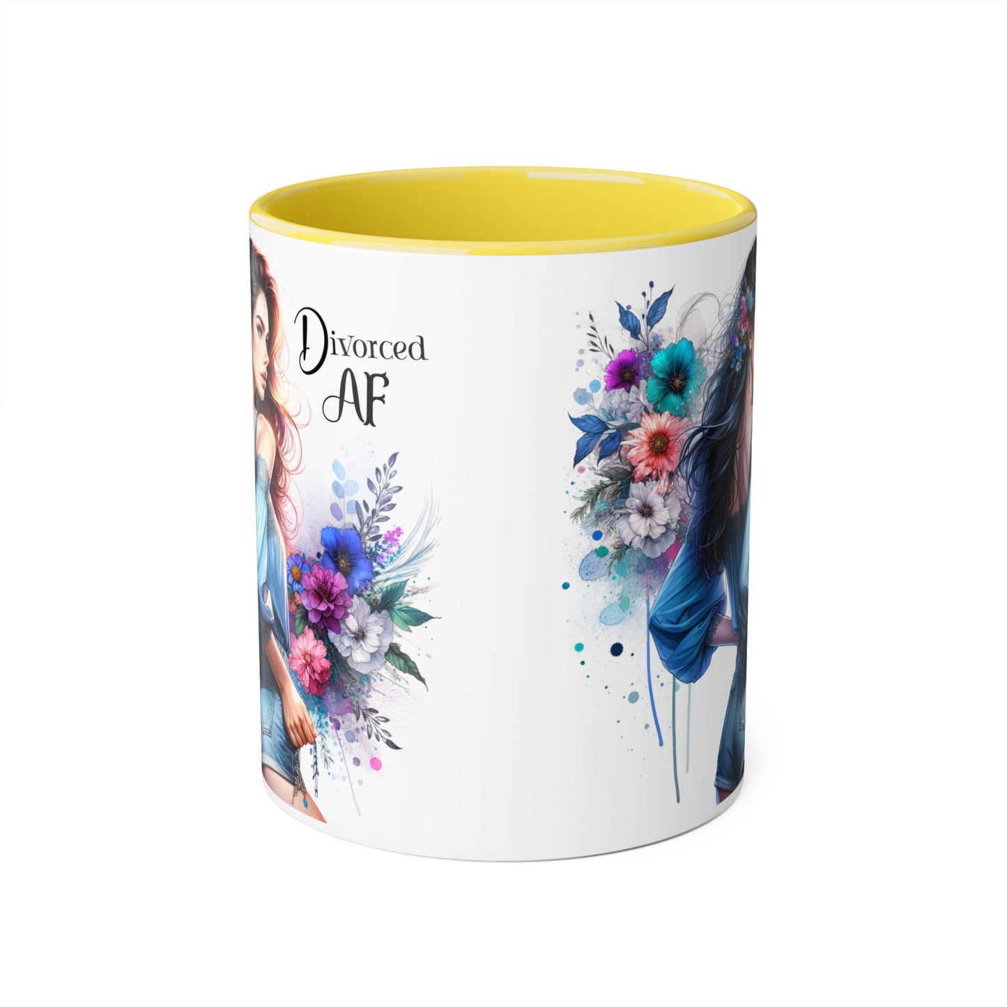 Divorced AF Accent Mug, 11oz Coffee Cups, Empowerment Gift for Newly Divorced, Funny Divorce Mug, Motivational Kitchen Decor