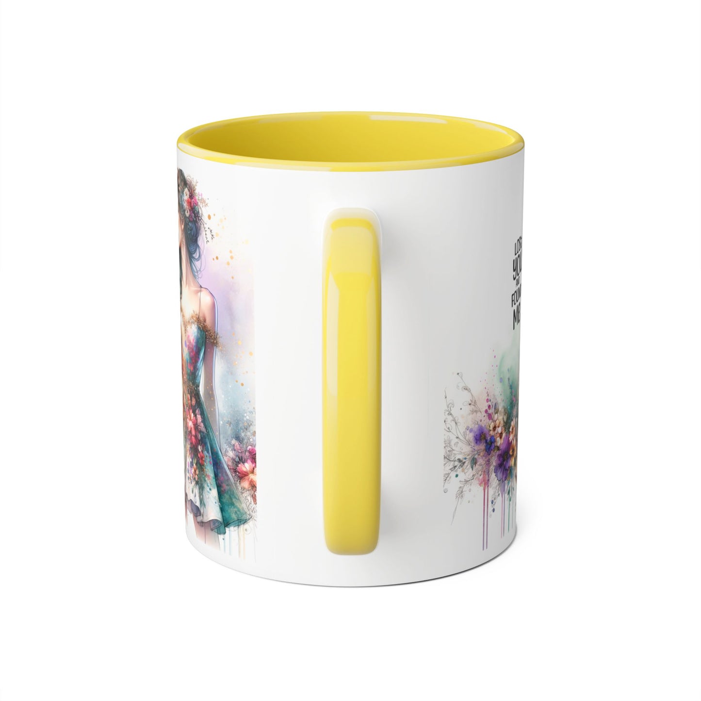 Lost You and Found Me Elegant Floral Accent Mug - Lost You Found Me, Coffee Lover Gift, Unique Drinkware, Artistic Home Decor, Empowering Message Mug