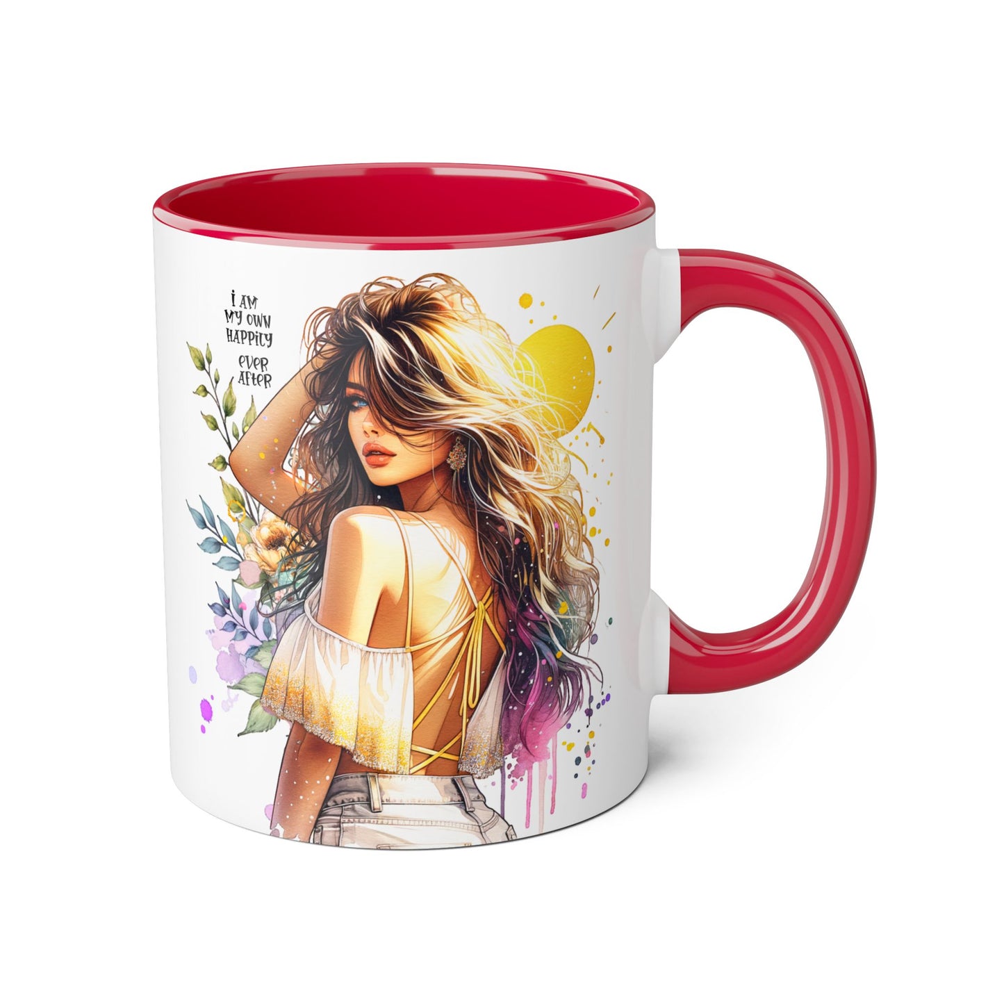Inspirational Floral Accent Mug - "I Am My Own Happily Ever After " - 11oz
