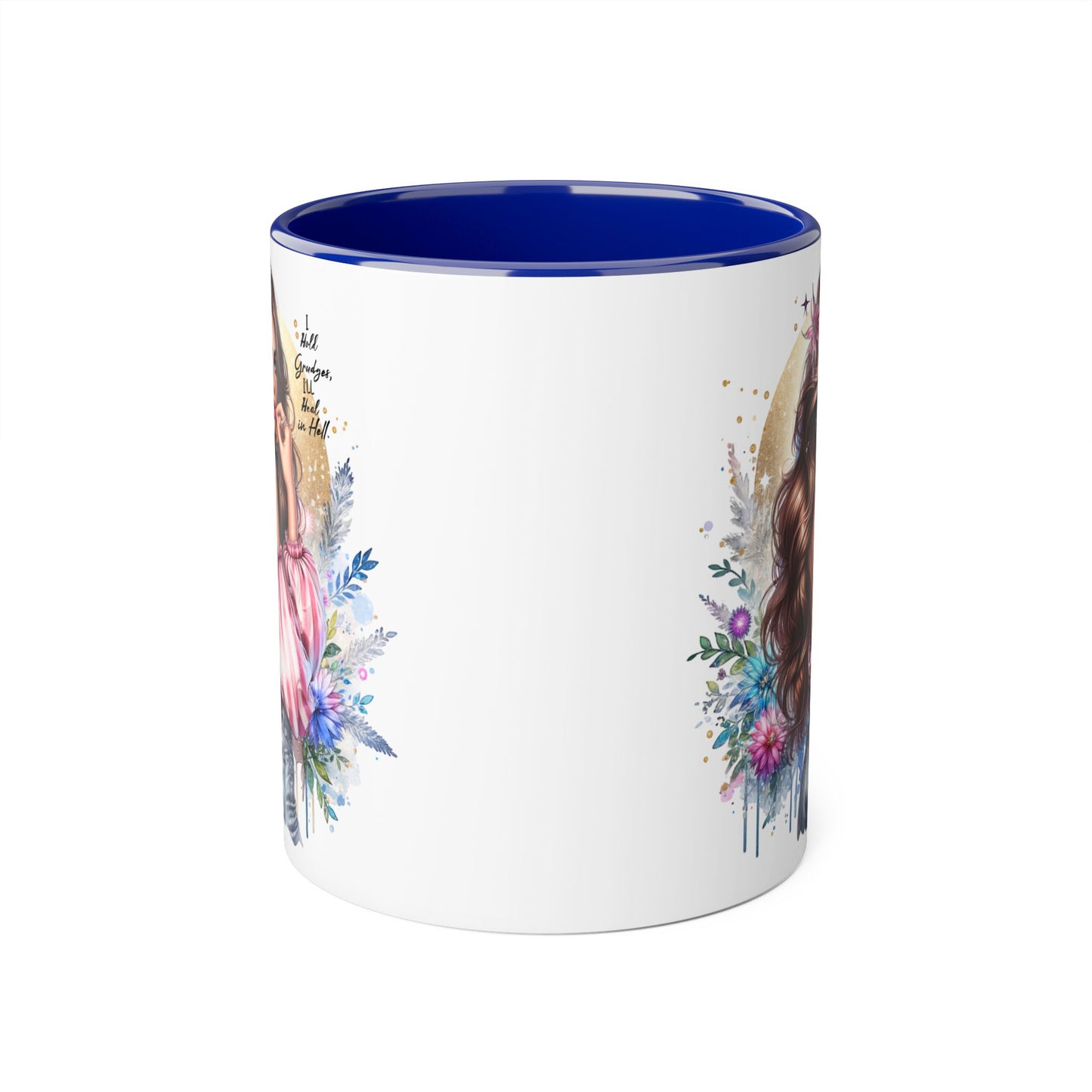 I Hold Grudges, I'll Heal in Hell Stylish Accent Mug, Floral Coffee Cup, Gift for Her, Tea Time Essentials, Boho Chic Mug, Perfect for Birthdays, Casual Everyday Use