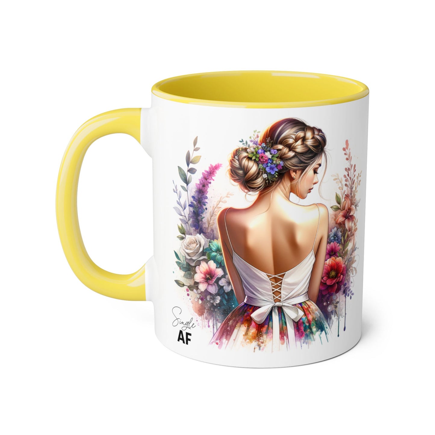 Single AF Floral Elegance Mug, Custom Coffee Cup, Gift for Her, Bridesmaid Present, Artful Design, Home Decor