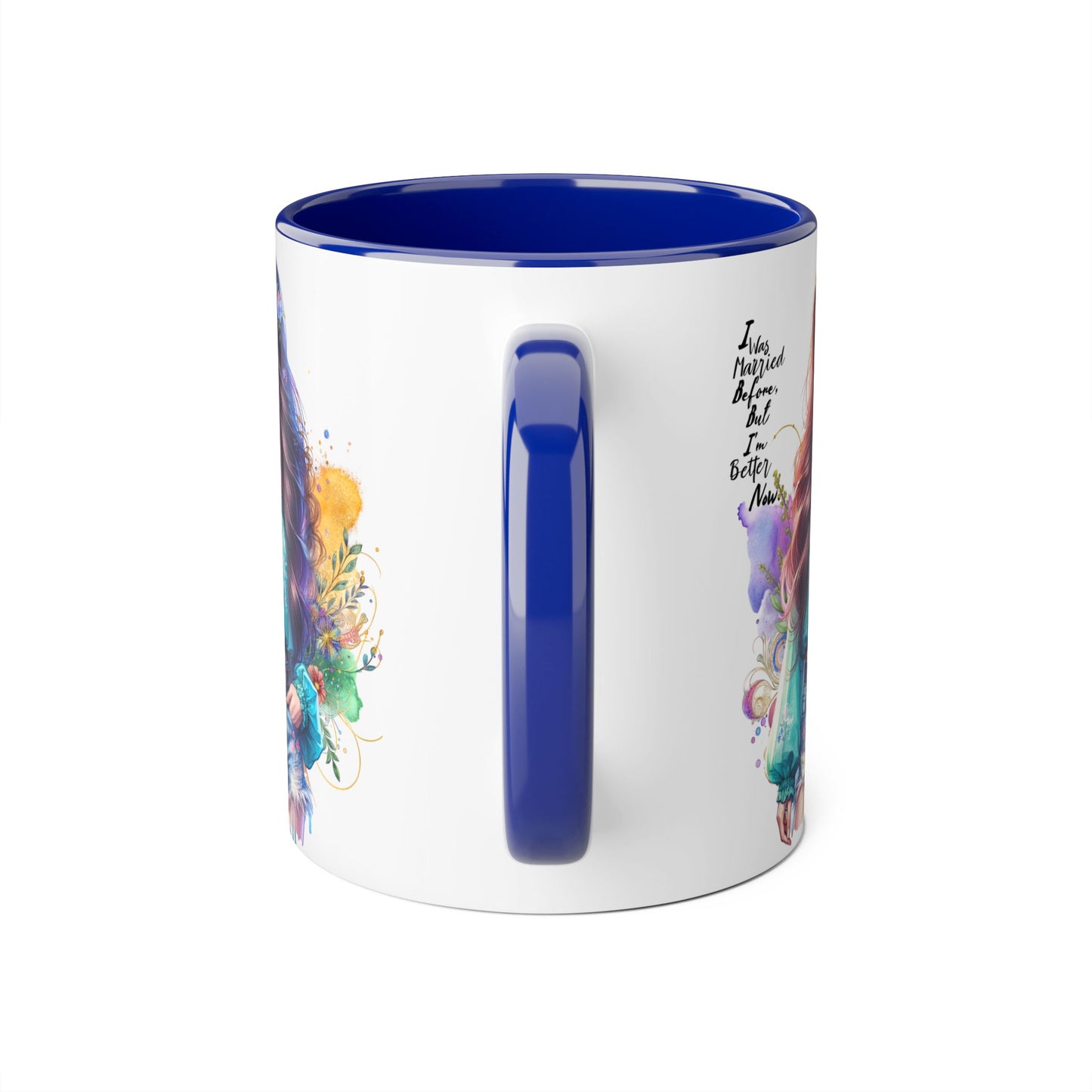 I Was Married Before But I'm Better Now Bohemian Floral Accent Mug, Inspirational Coffee Cup, Gift for Friends, Encouraging Quote, Perfect for Her, Art Lover's Mug